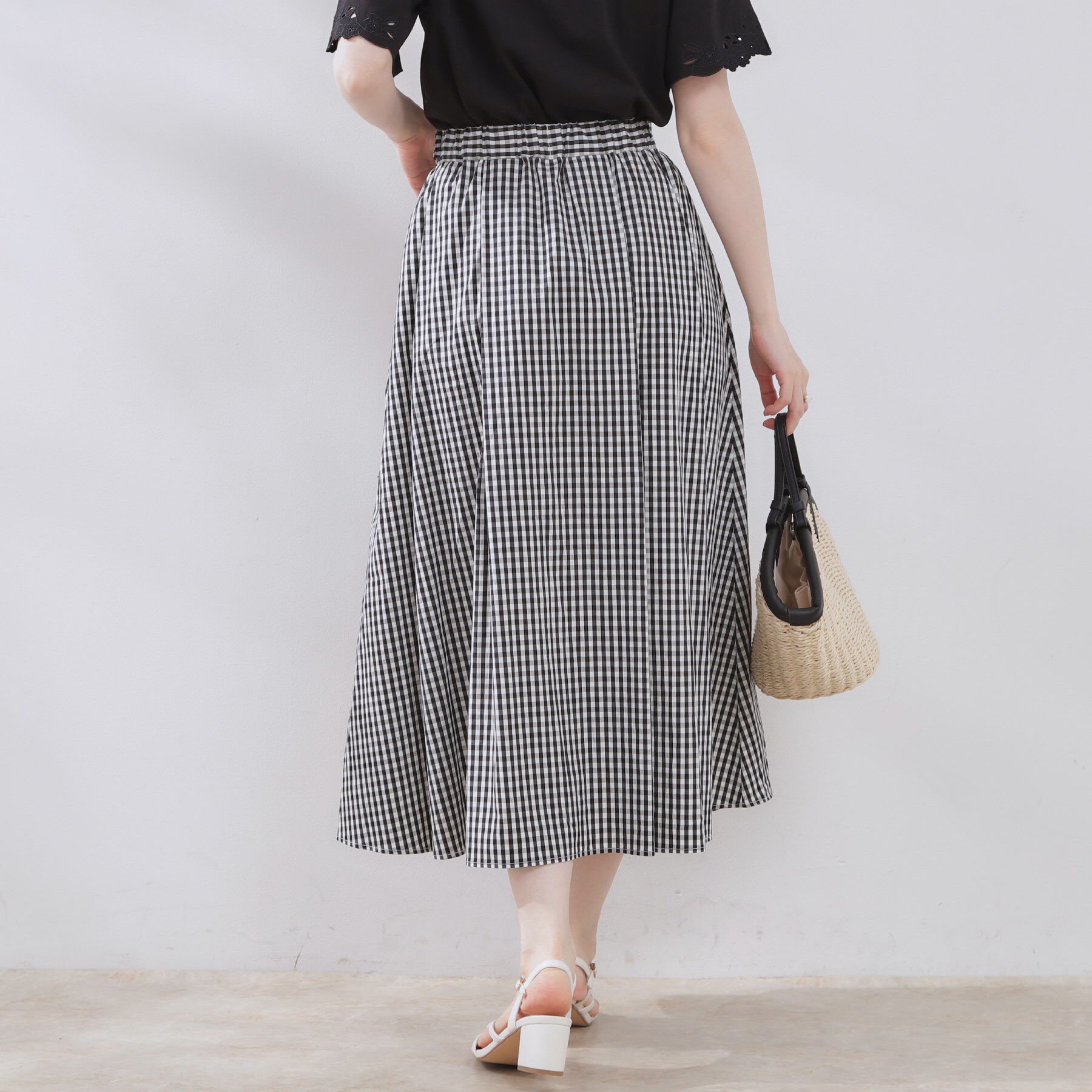 Couture broach「【大人可愛い・ゴム仕様】ギンガムチェック　タック＆ギャザースカート」|スカート|