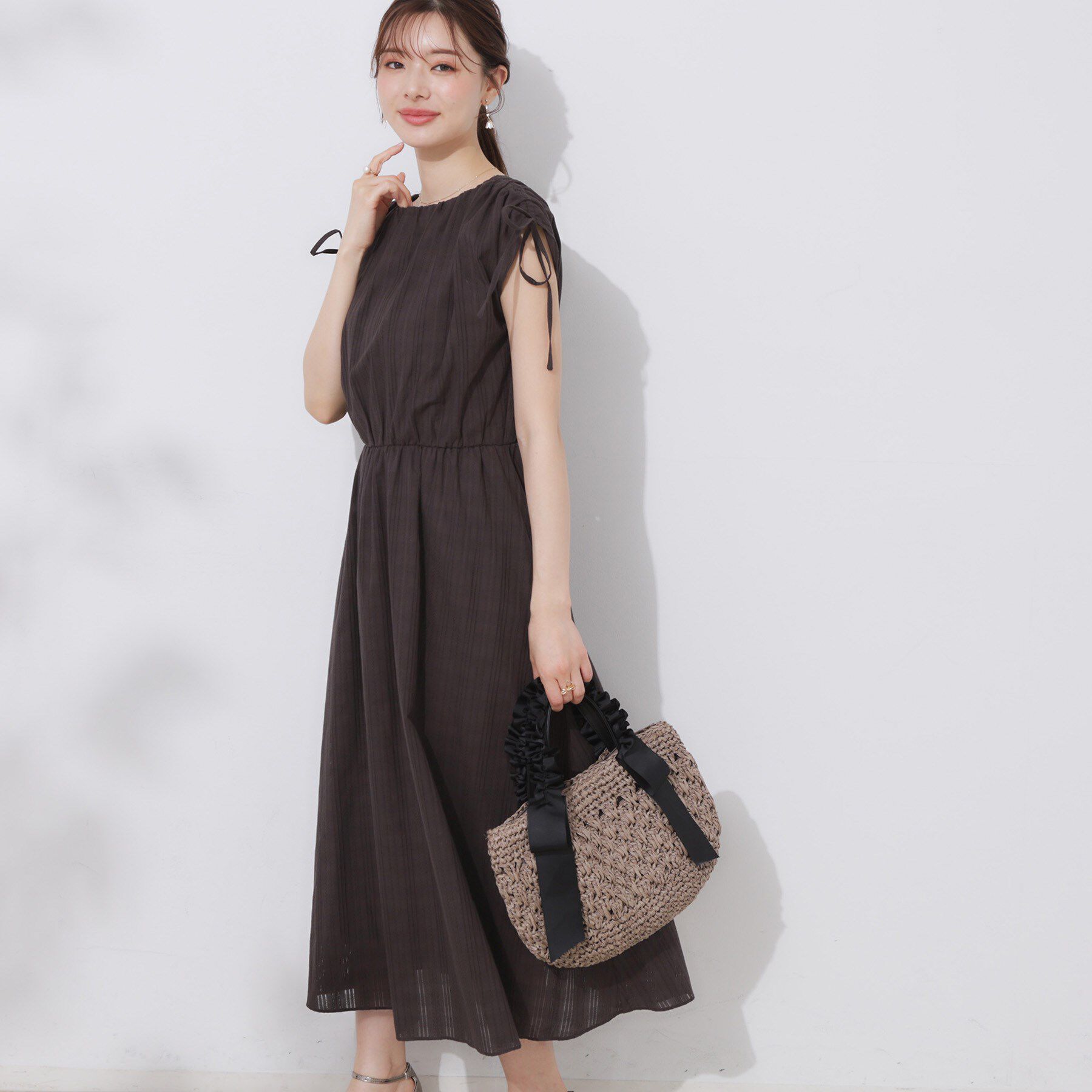 Couture broach「【大人可愛い】カラミチェック サマードレス」|ワンピース|ブラウン(044)