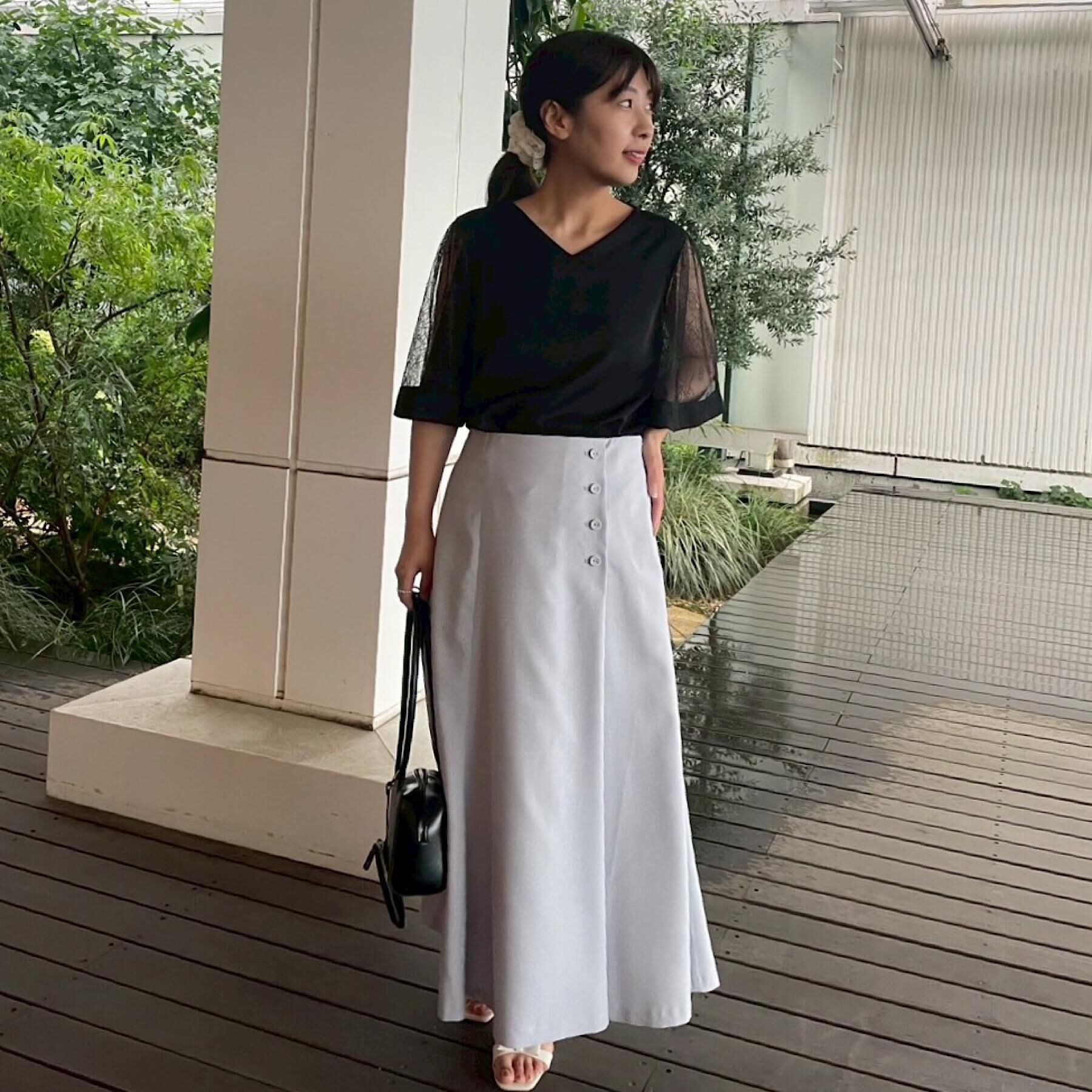 Couture broach「【マシンウォッシャブル・シアー・細見え】Vネック袖レースフレアブラウス」|シャツ・ブラウス|