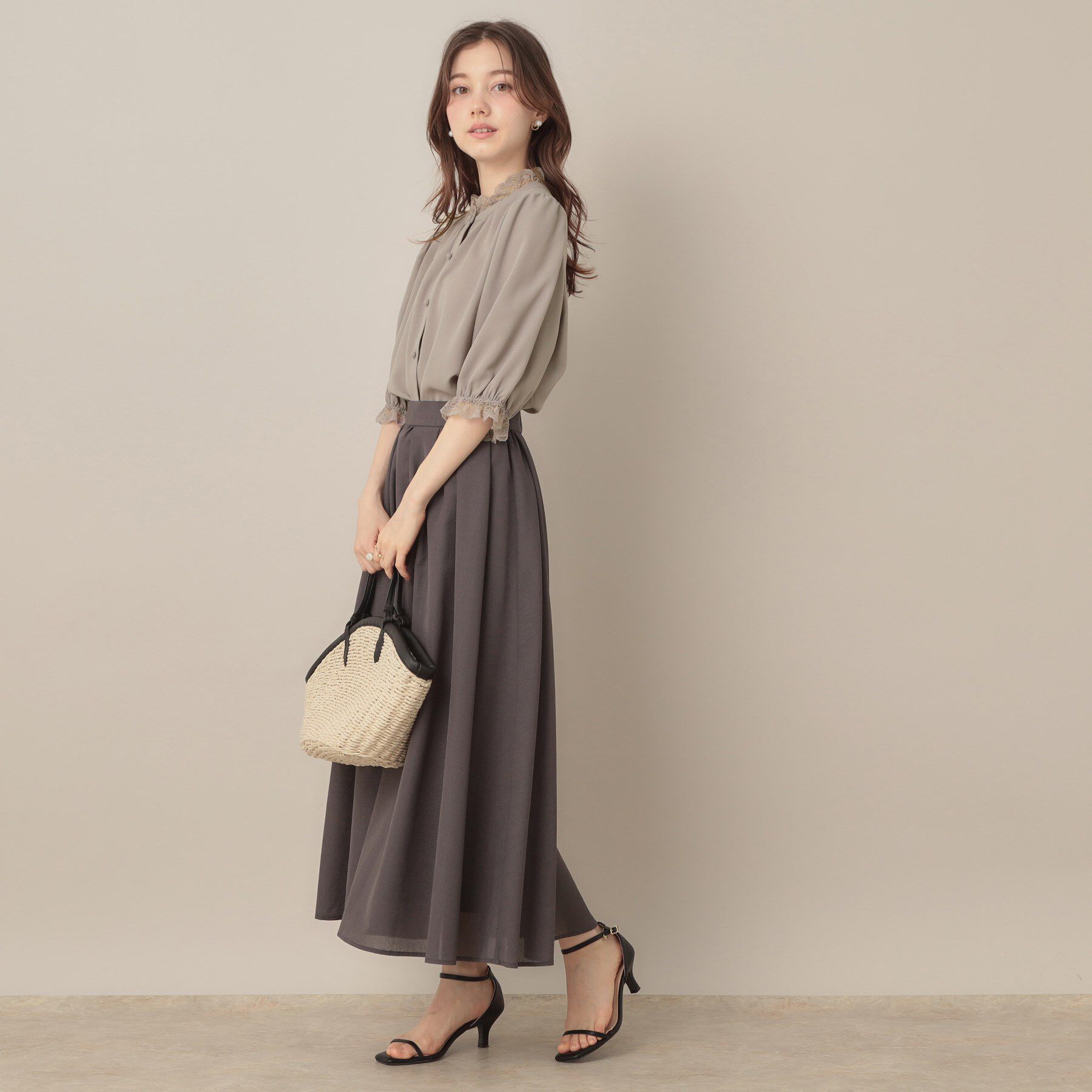 Couture broach「【華やか・大人可愛い・5分袖】エンブロレース前後2WAYブラウス」|シャツ・ブラウス|