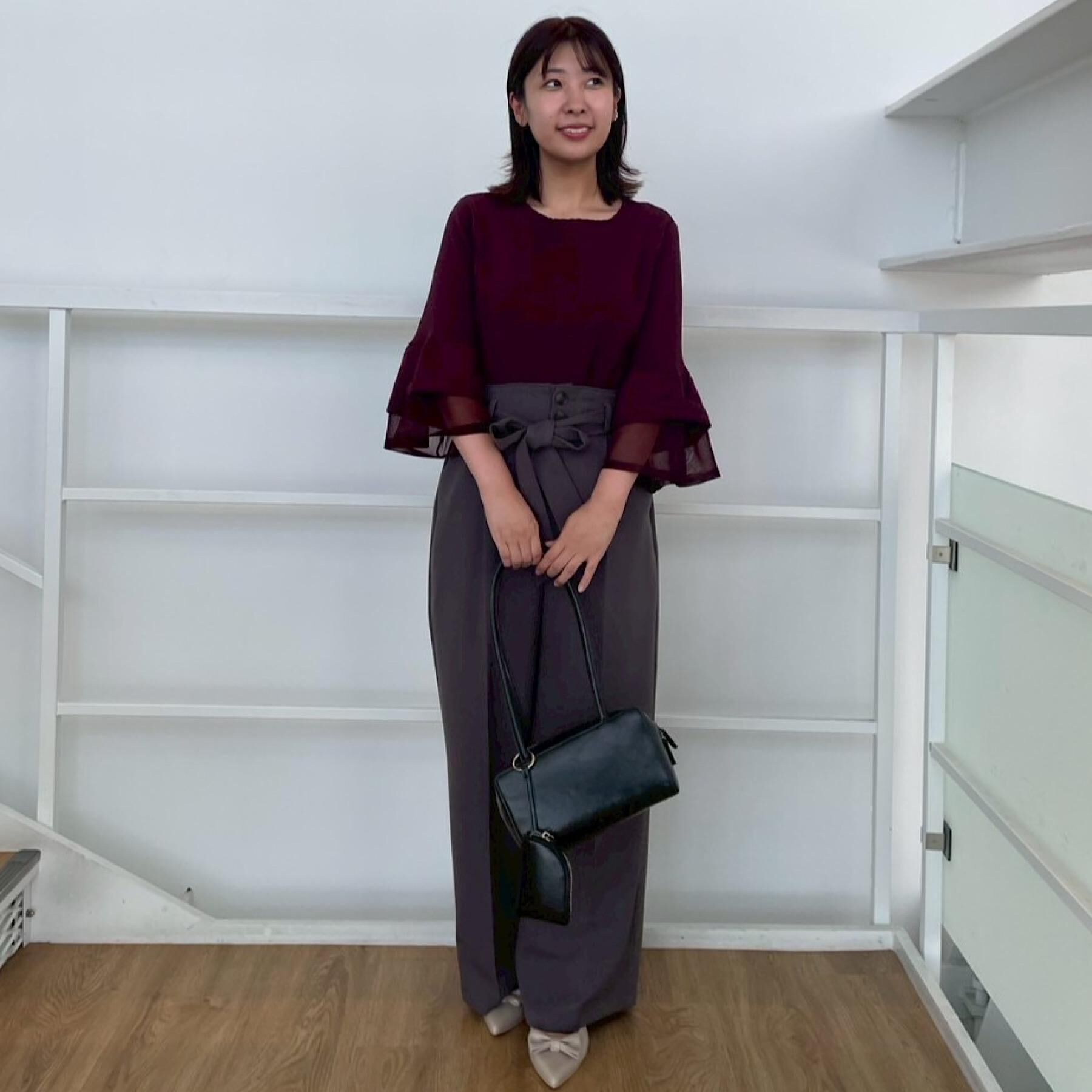 Couture broach「【フェミニン・着映え・通勤】シアーフレアー袖ニットトップス」|ニット・セーター|