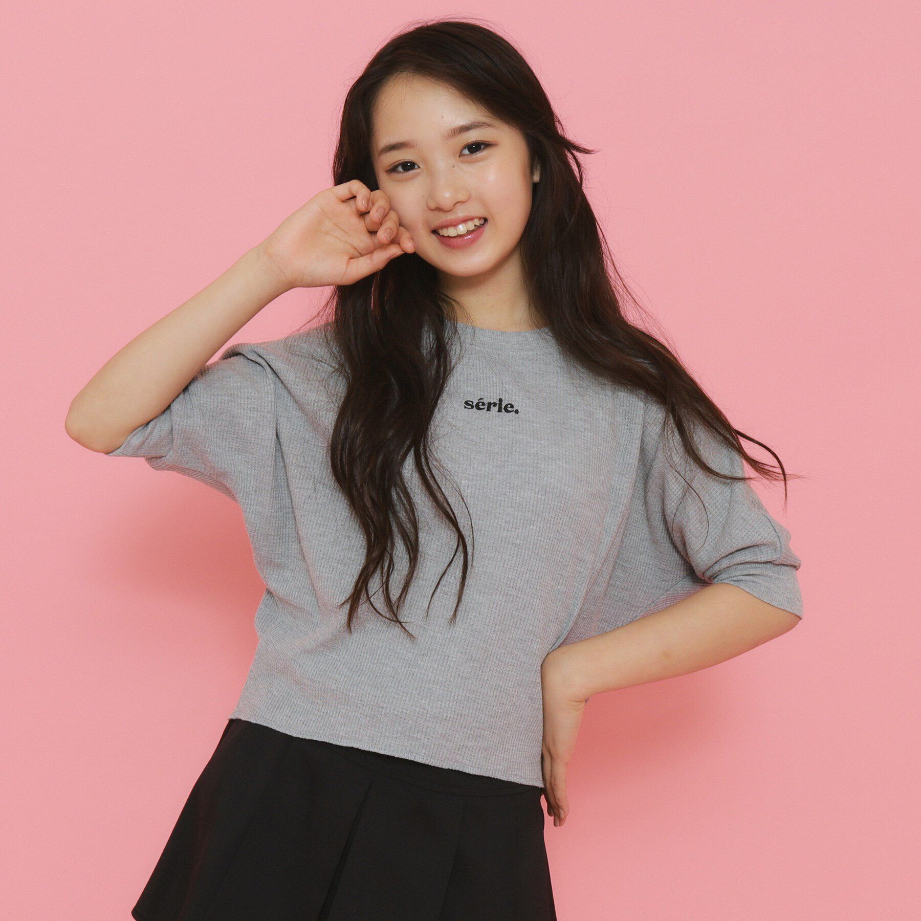 PINK-latte「【130cmあり】サーマルTシャツ」|Tシャツ・カットソー|ライトグレー(011