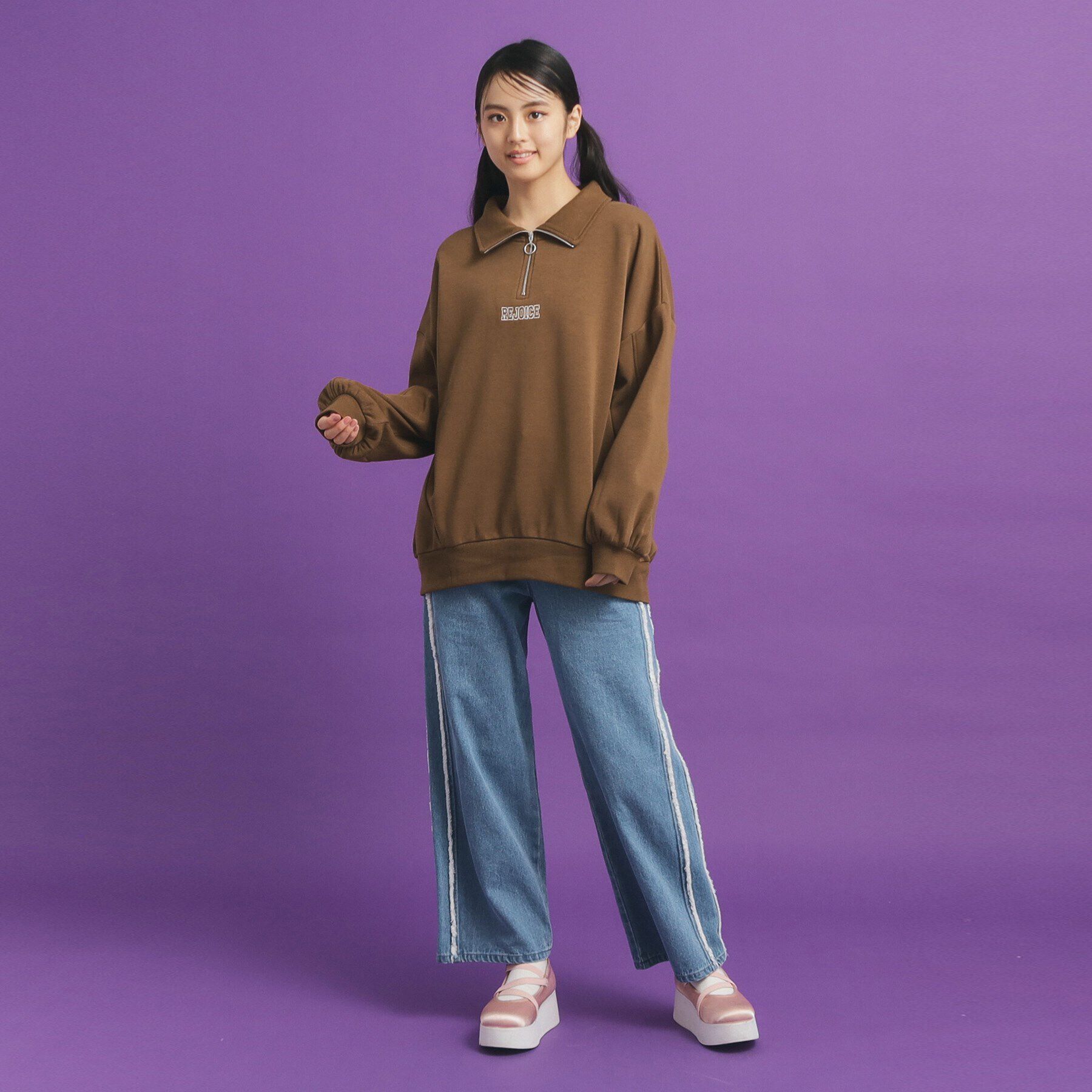 PINK-latte「シャギー衿ジッププルオーバー」|Tシャツ・カットソー|