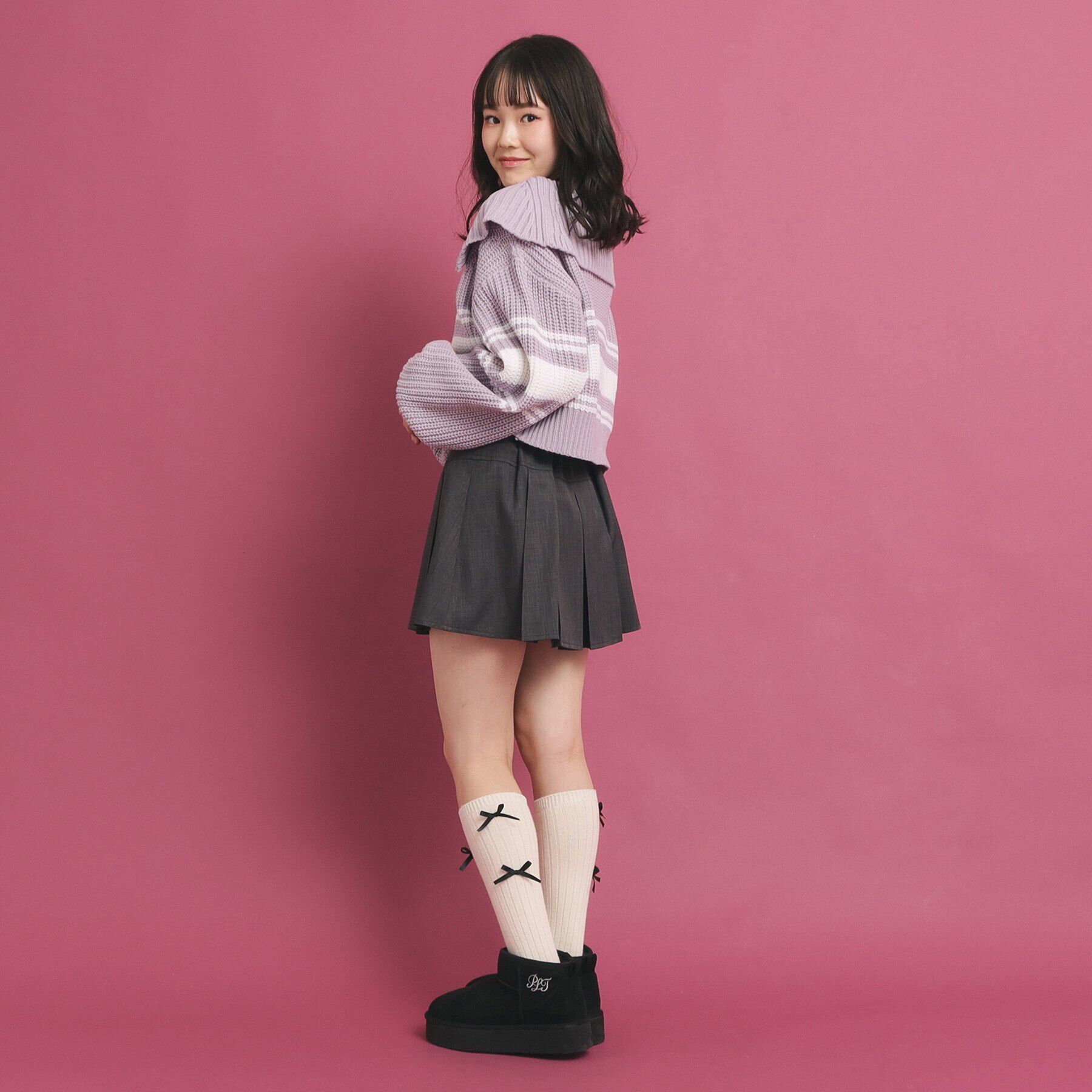 PINK-latte「ハーフジップ ニットプルオーバー」|ニット・セーター|