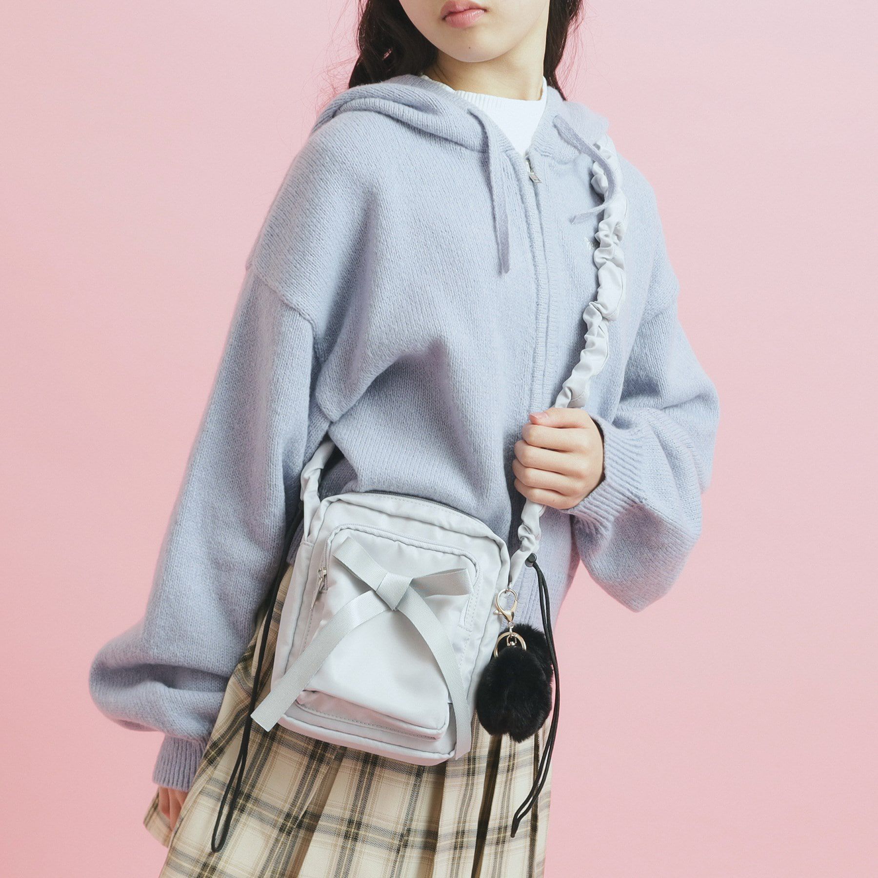 PINK-latte「くしゅくしゅベルトタテショルダー」|ショルダー・メッセンジャー|グレー(012)