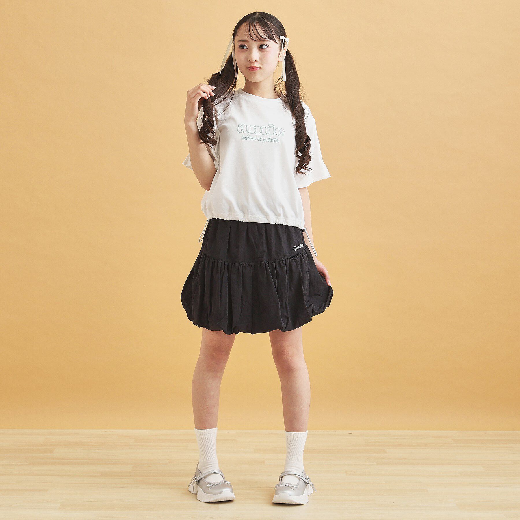 PINK-latte「ドロストリボンタックトップス」|Tシャツ・カットソー|