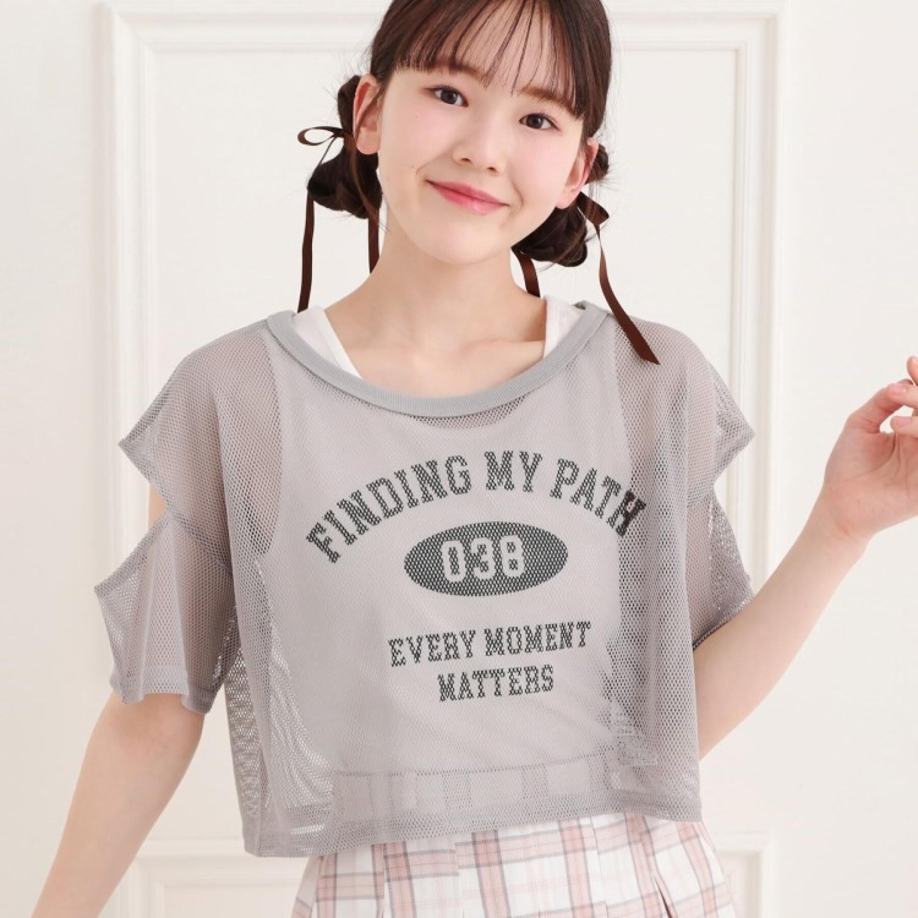 PINK-latte「メッシュTシャツ＋タンクセット」|その他|グレー(012)