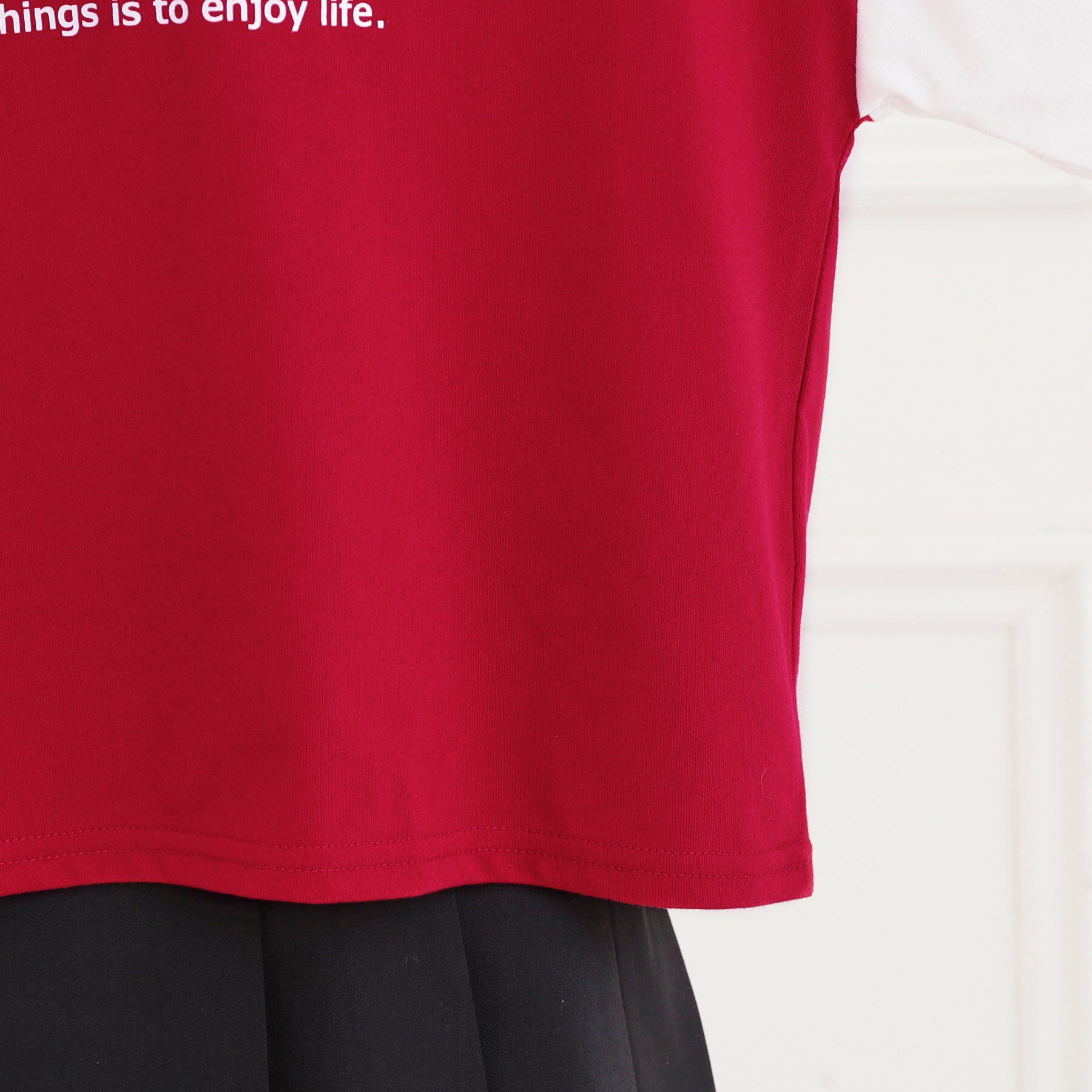 PINK-latte「Vネック切替Tシャツ」|Tシャツ・カットソー|