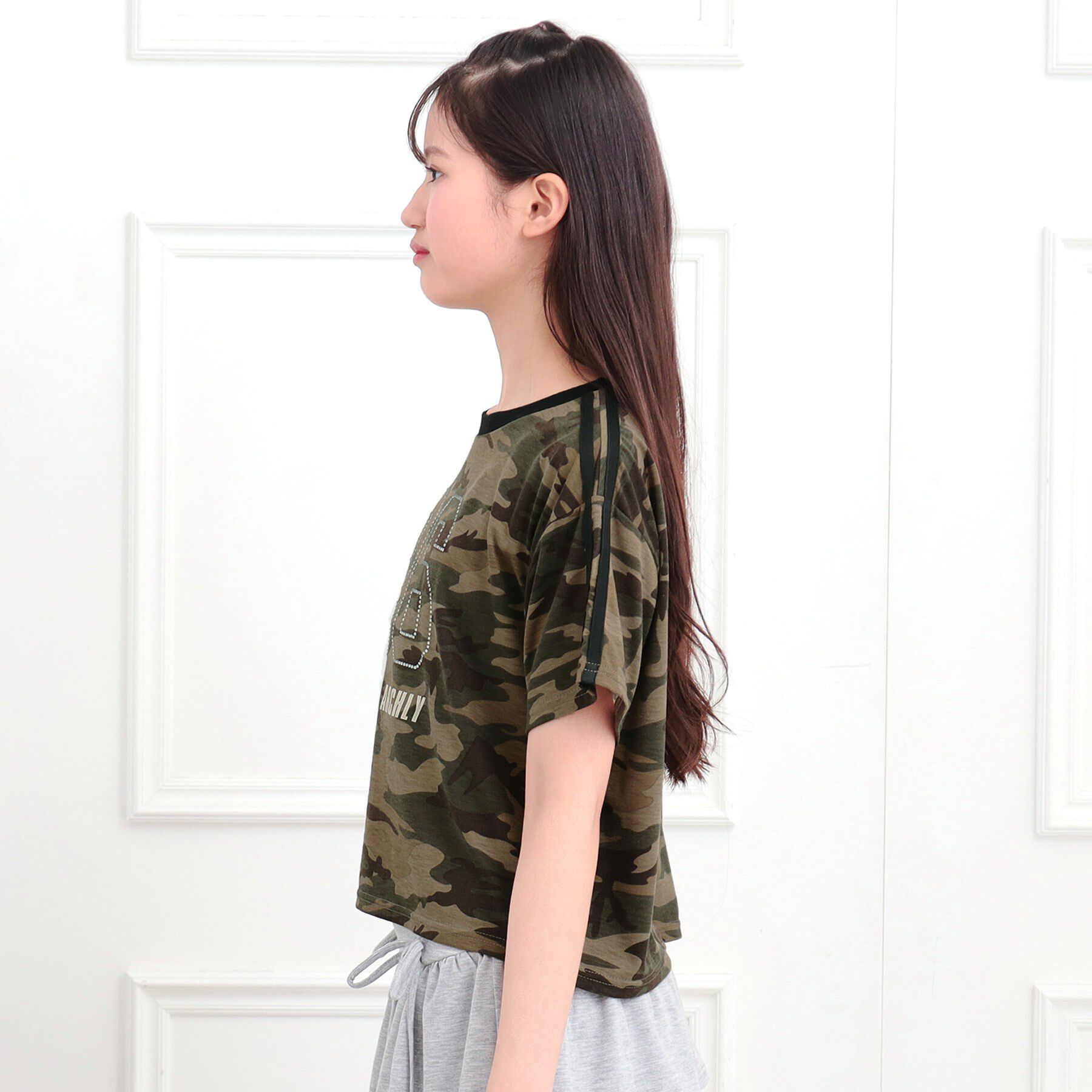 PINK-latte「ラインストーンナンバリングTシャツ」|Tシャツ・カットソー|