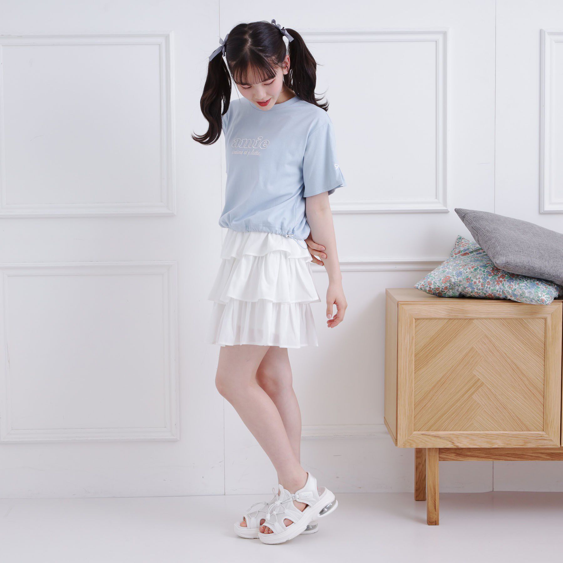 PINK-latte「3段フリルスカート」|スカート|