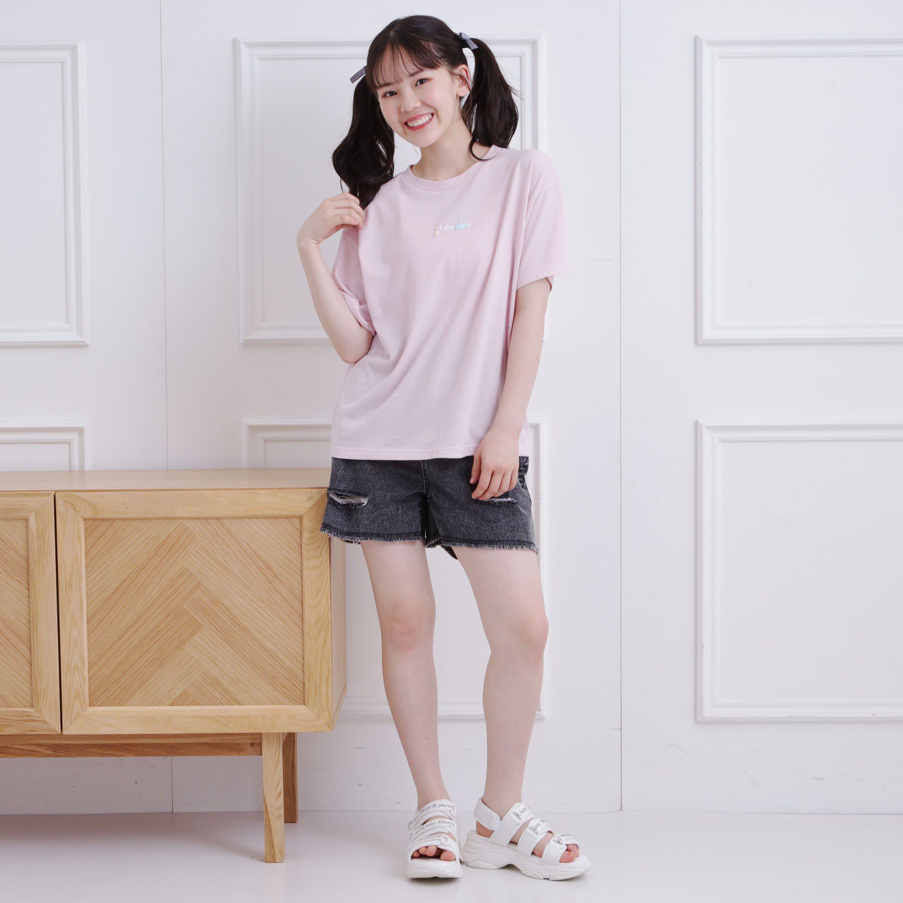 PINK-latte「グラデーションくまちゃん発砲ビッグTシャツ」|Tシャツ・カットソー|