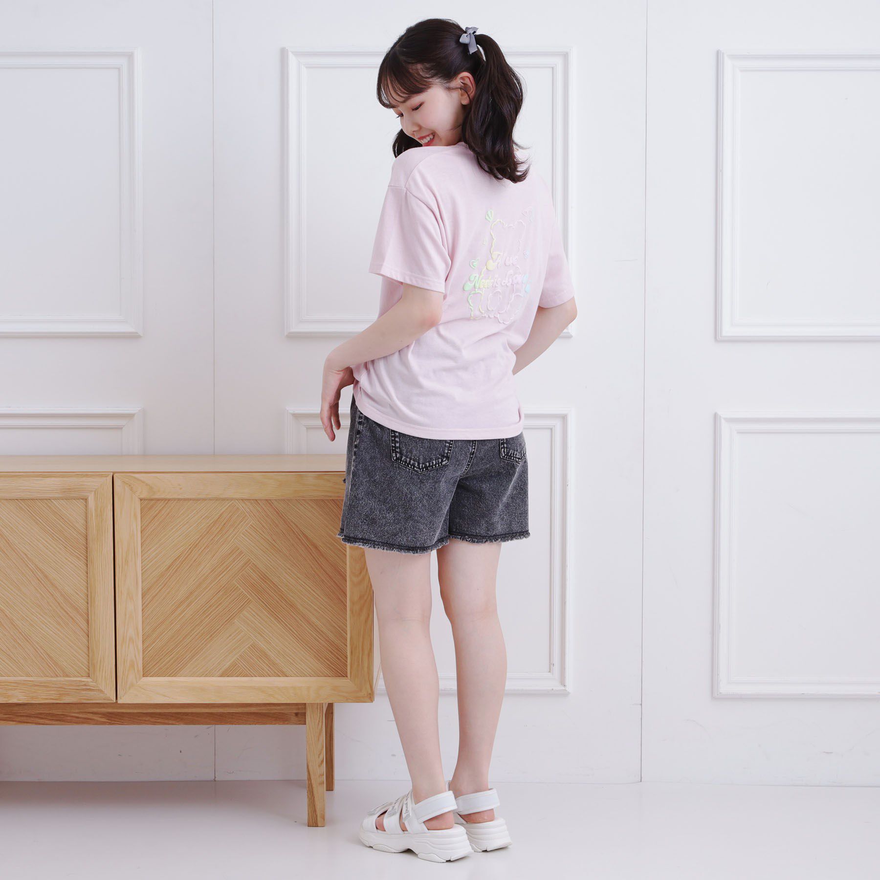 PINK-latte「グラデーションくまちゃん発砲ビッグTシャツ」|Tシャツ・カットソー|