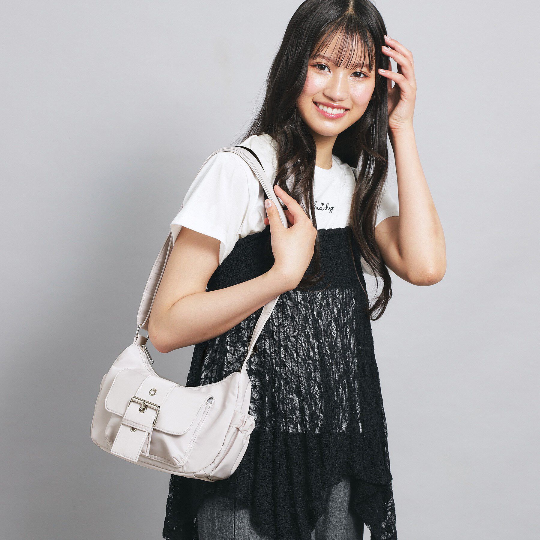 PINK-latte「ハトメショルダー」|ショルダー・メッセンジャー|グレー(012)