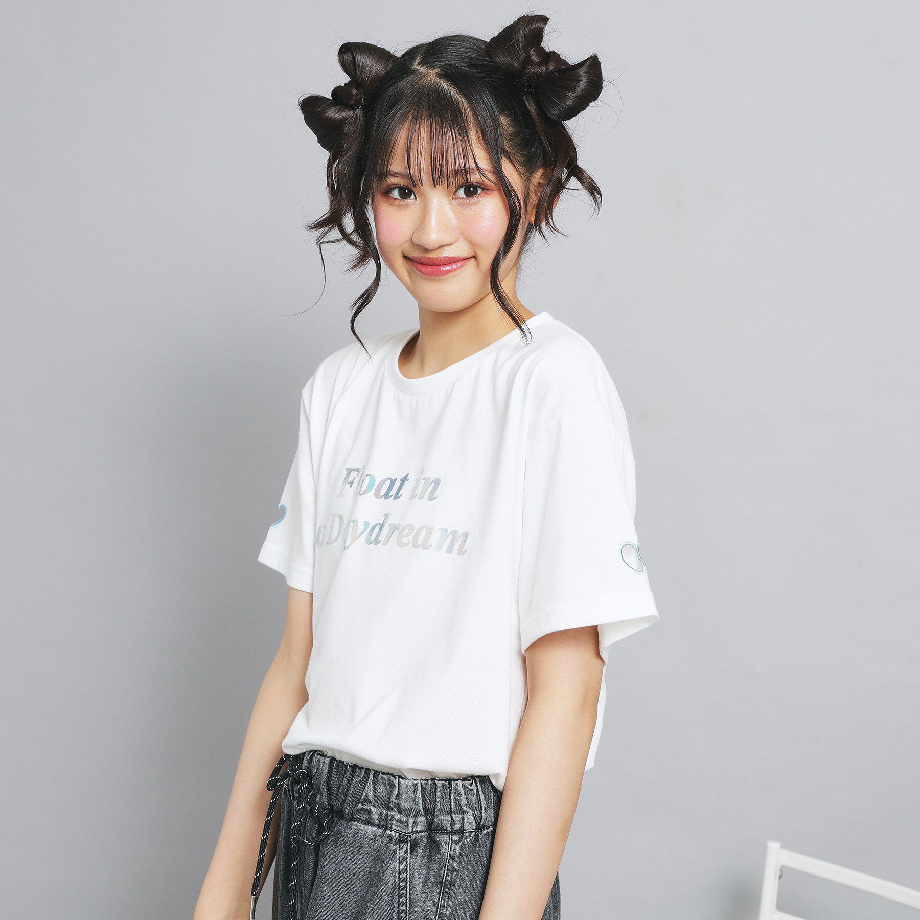 PINK-latte「オーロラプリントハートあきTシャツ」|Tシャツ・カットソー|オフホワイト(003