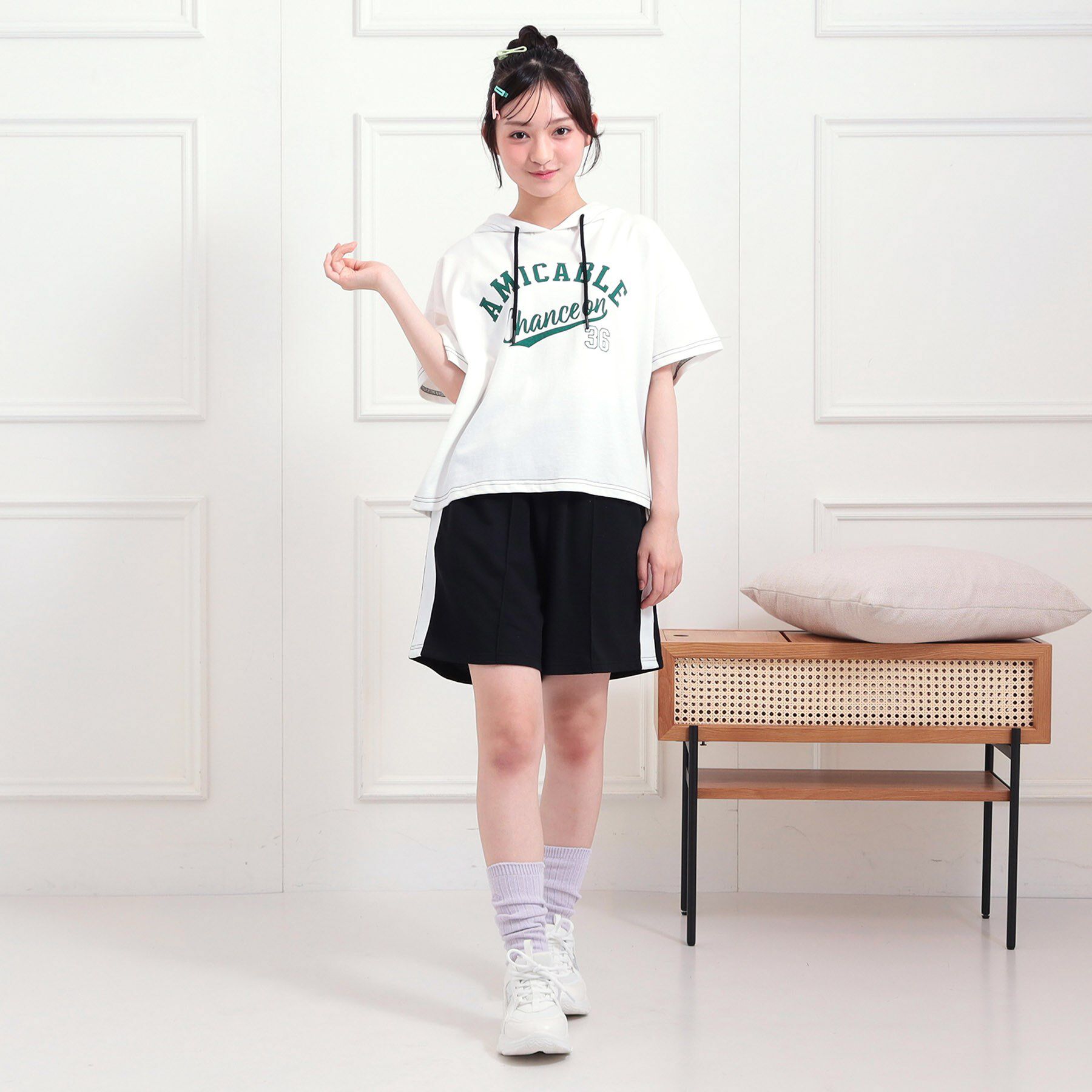 PINK-latte「【セットアップアイテム】半袖パーカ＋ハーフパンツセット」|その他|