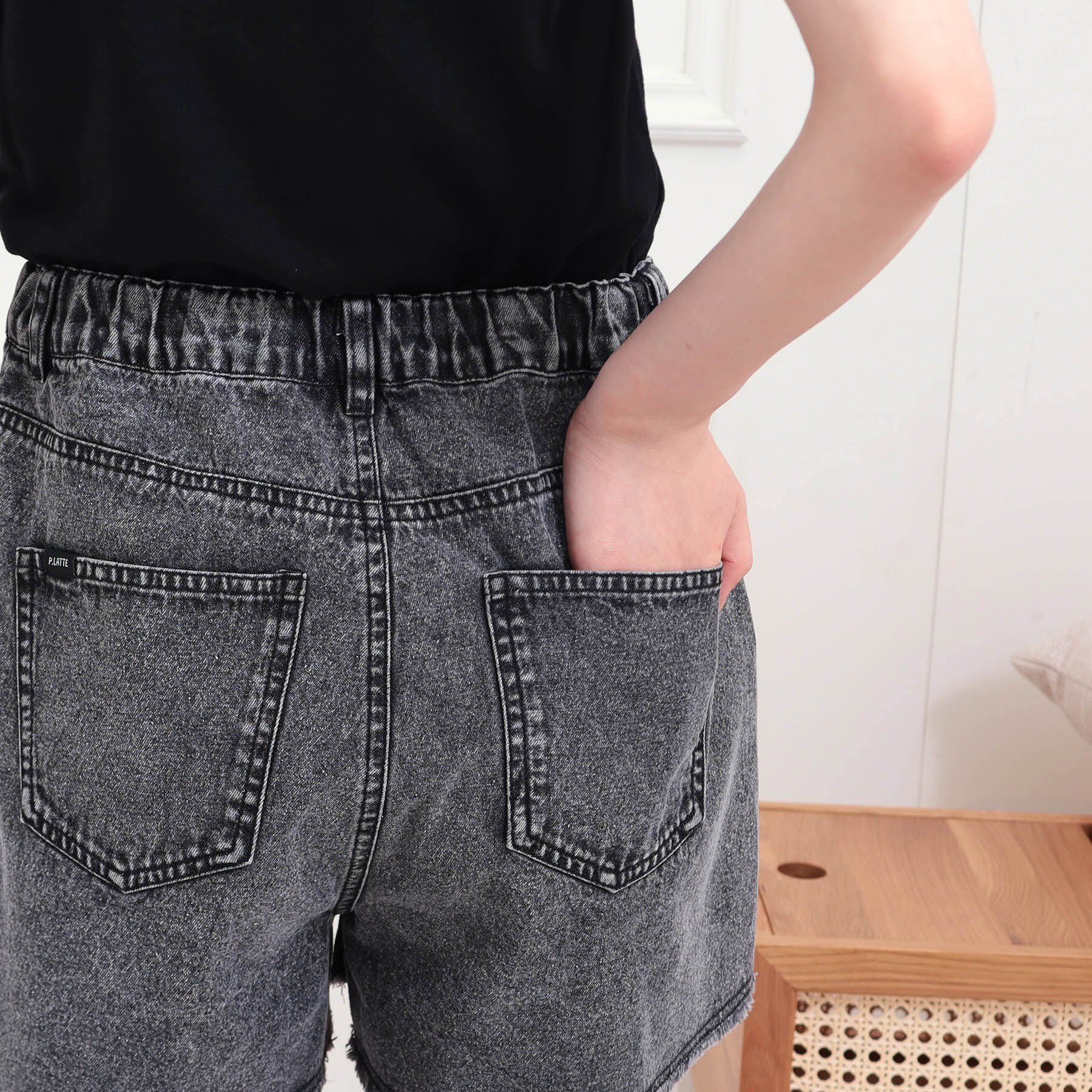 PINK-latte「ダメージショートパンツ」|キュロット|