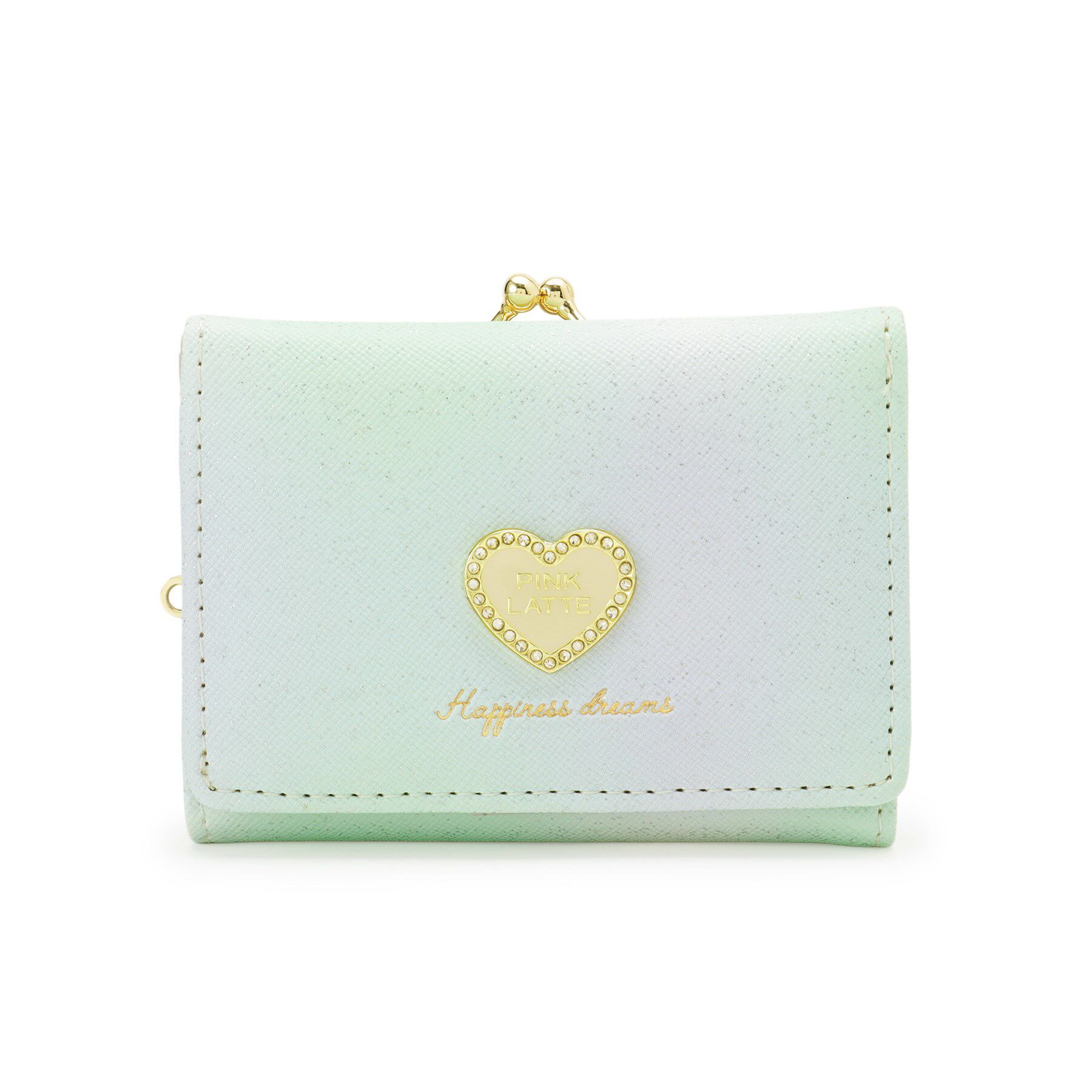 PINK-latte「ハートラメがま口コンパクトウォレット」|財布|ミントグリーン(12