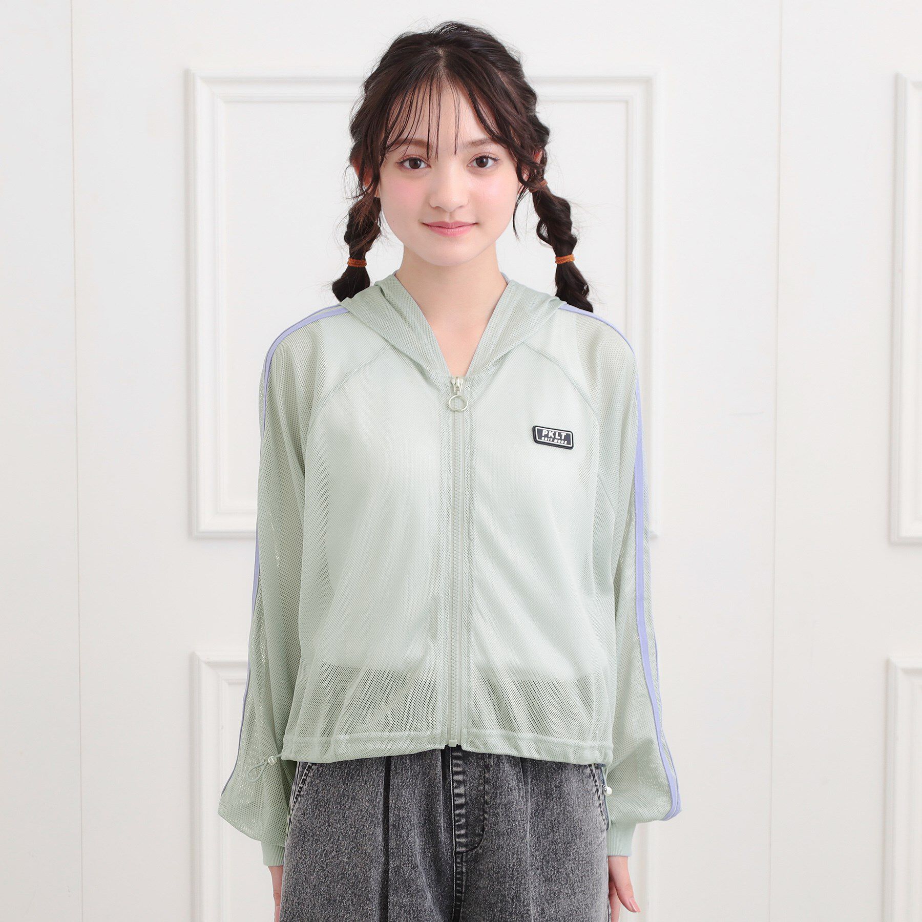 PINK-latte「メッシュラインジップパーカ」|パーカー|