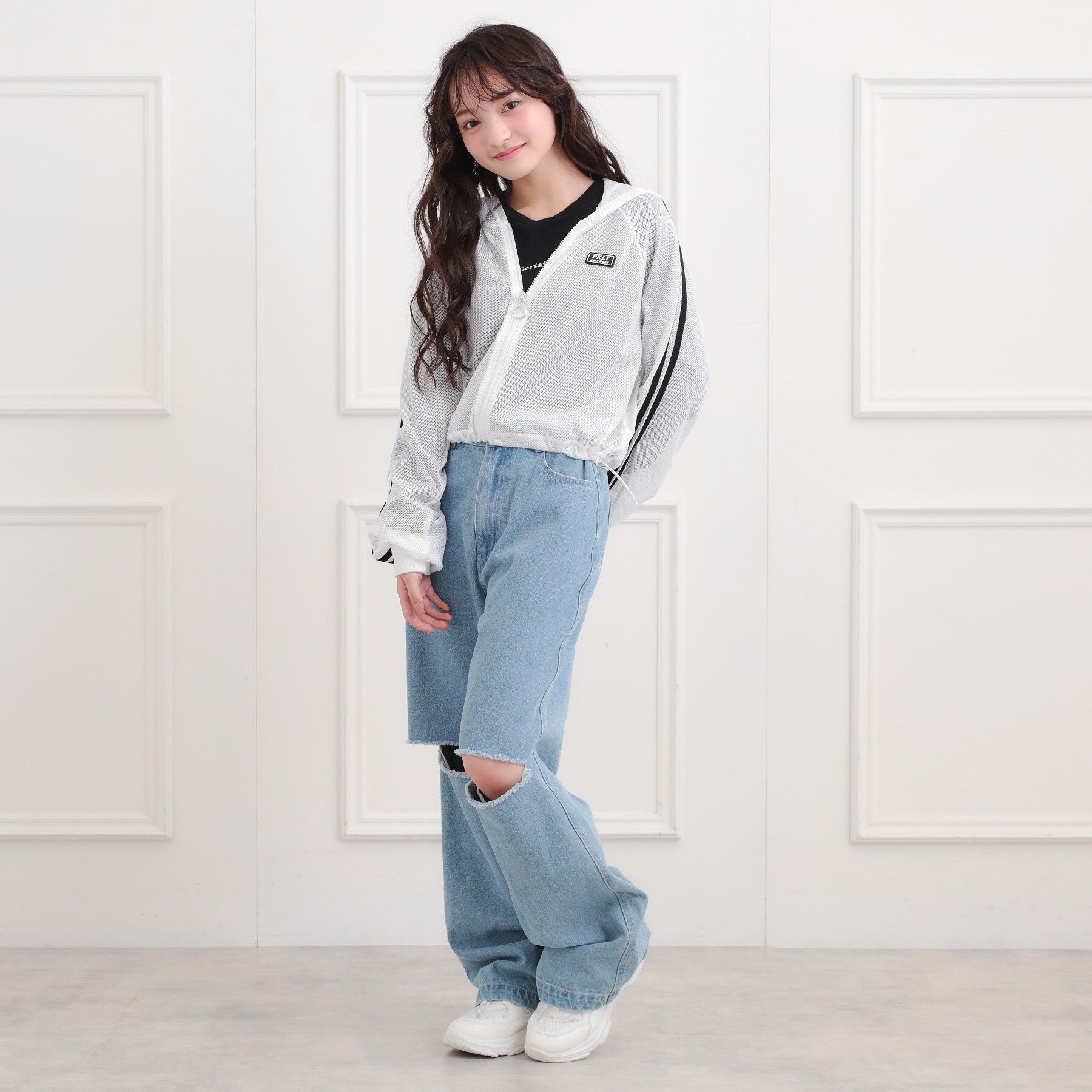 PINK-latte「メッシュラインジップパーカ」|パーカー|