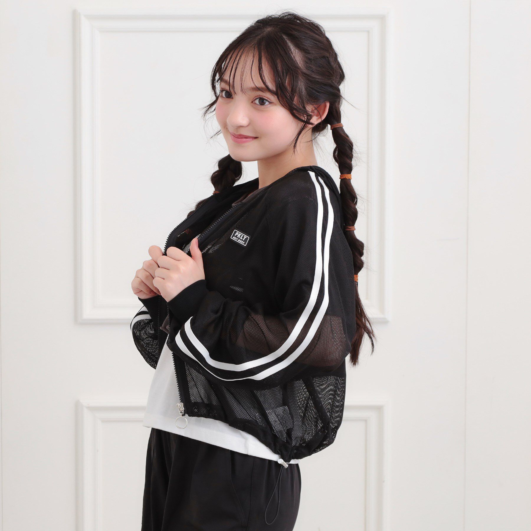 PINK-latte「メッシュラインジップパーカ」|パーカー|