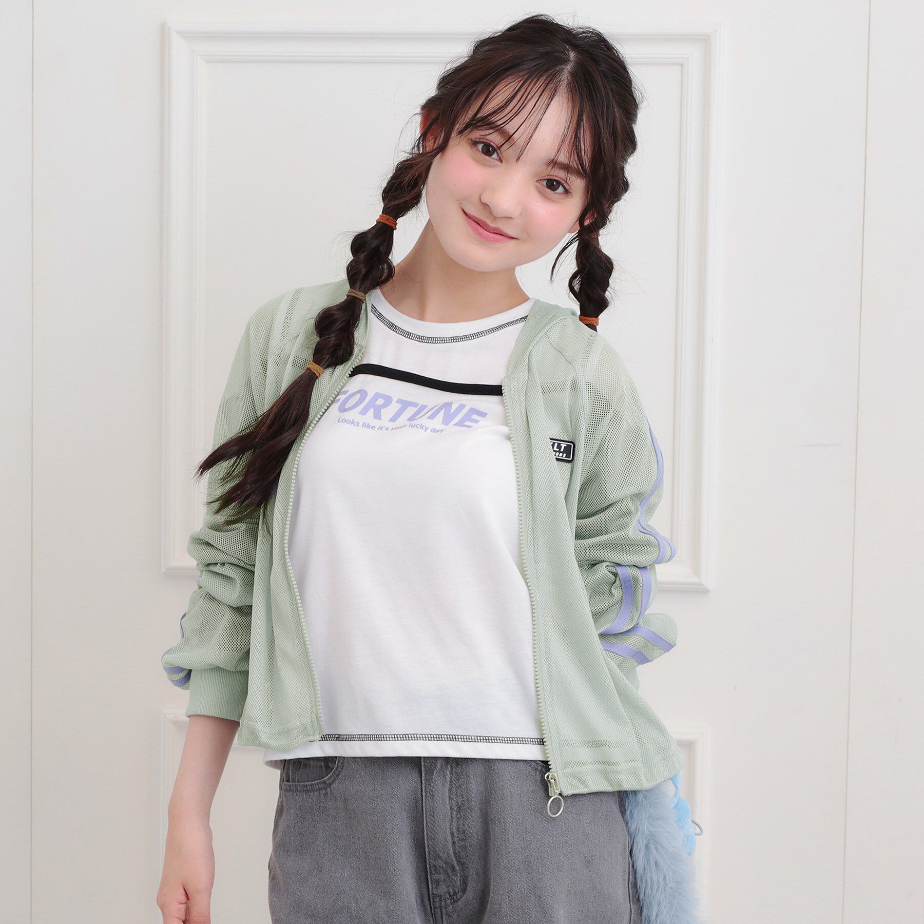 PINK-latte「メッシュラインジップパーカ」|パーカー|