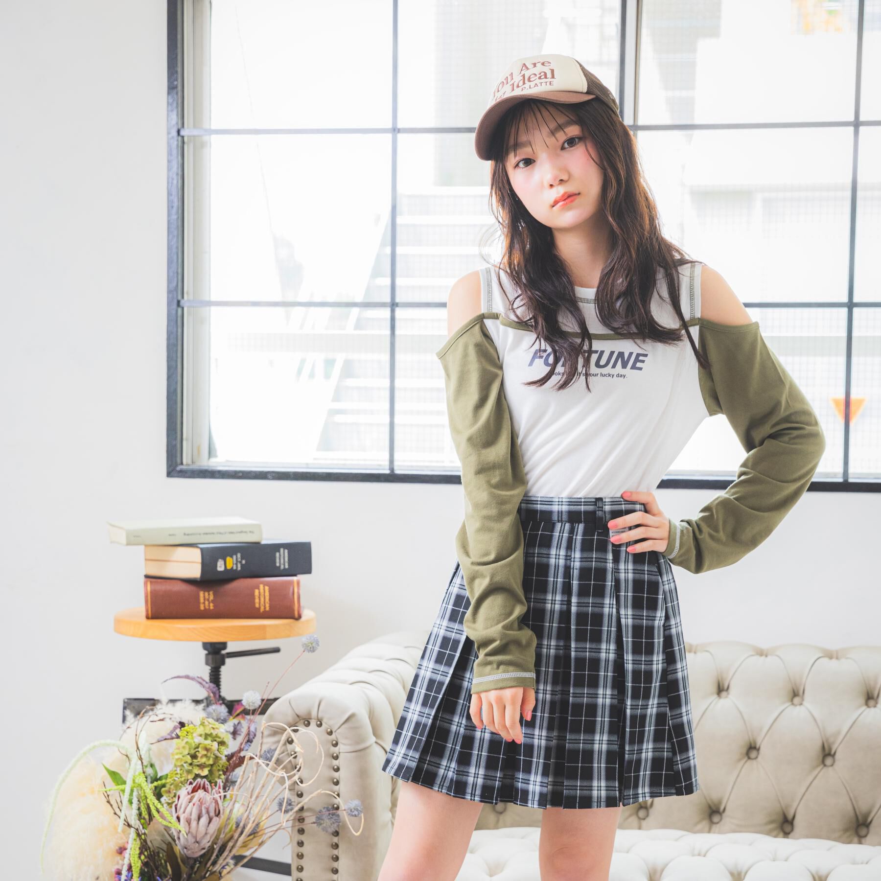 PINK-latte「レイヤード風肩あきロンT」|Tシャツ・カットソー|