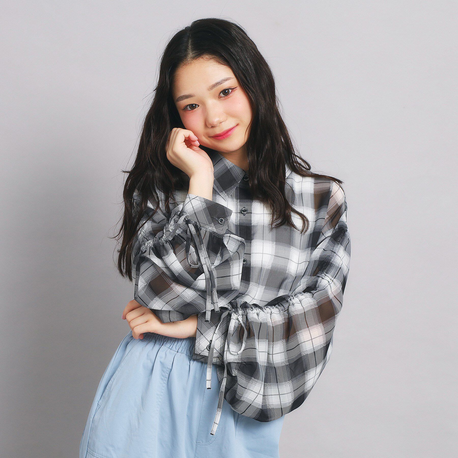 PINK-latte「【セットアイテム】ドロストチェック＋タンクセット」|その他|ブラック(219)