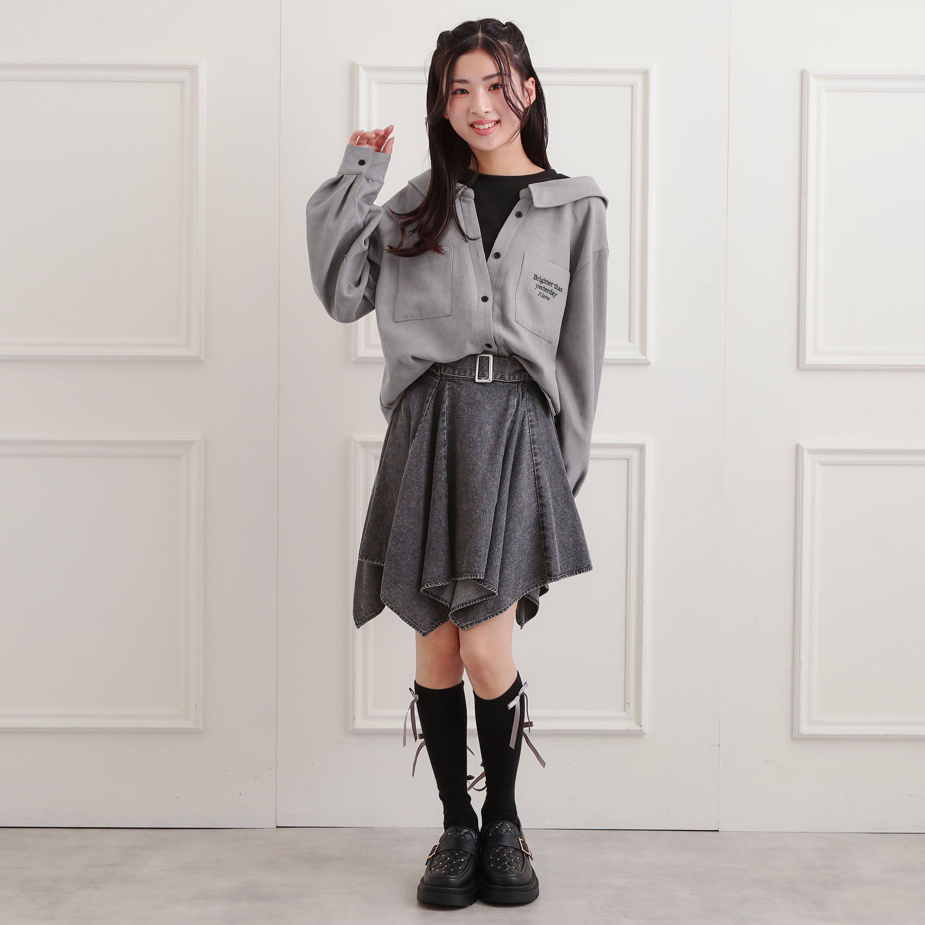 PINK-latte「シャツドッキング長袖プルオーバー」|Tシャツ・カットソー|