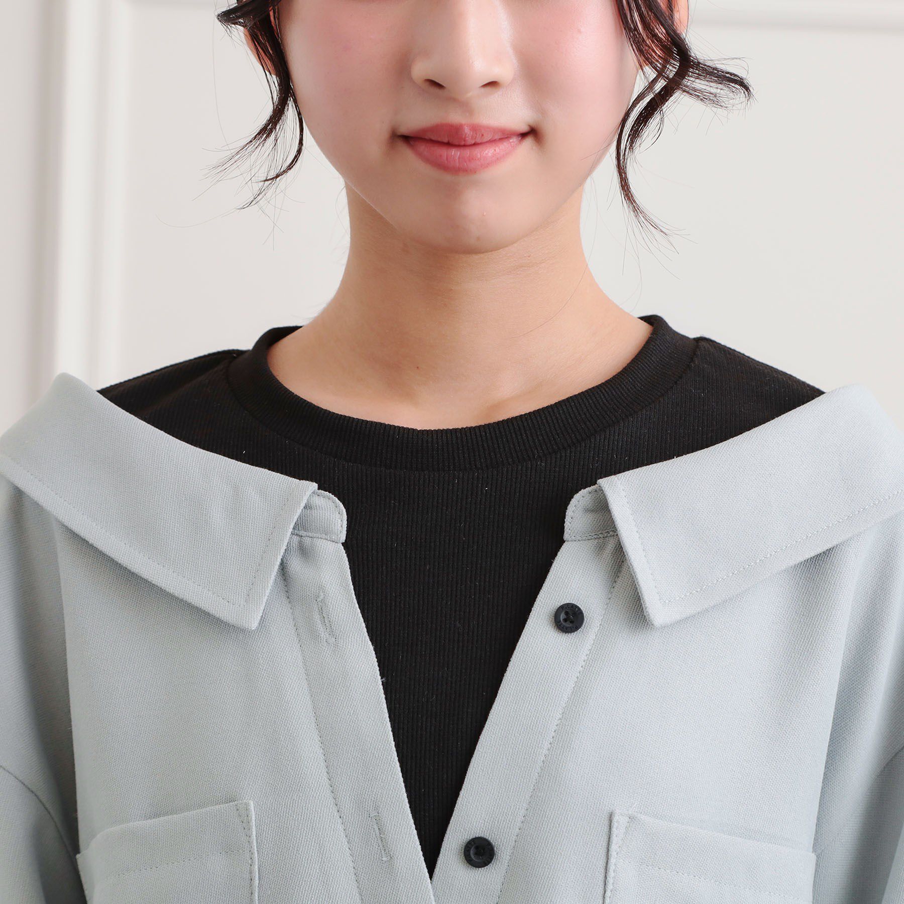 PINK-latte「シャツドッキング長袖プルオーバー」|Tシャツ・カットソー|