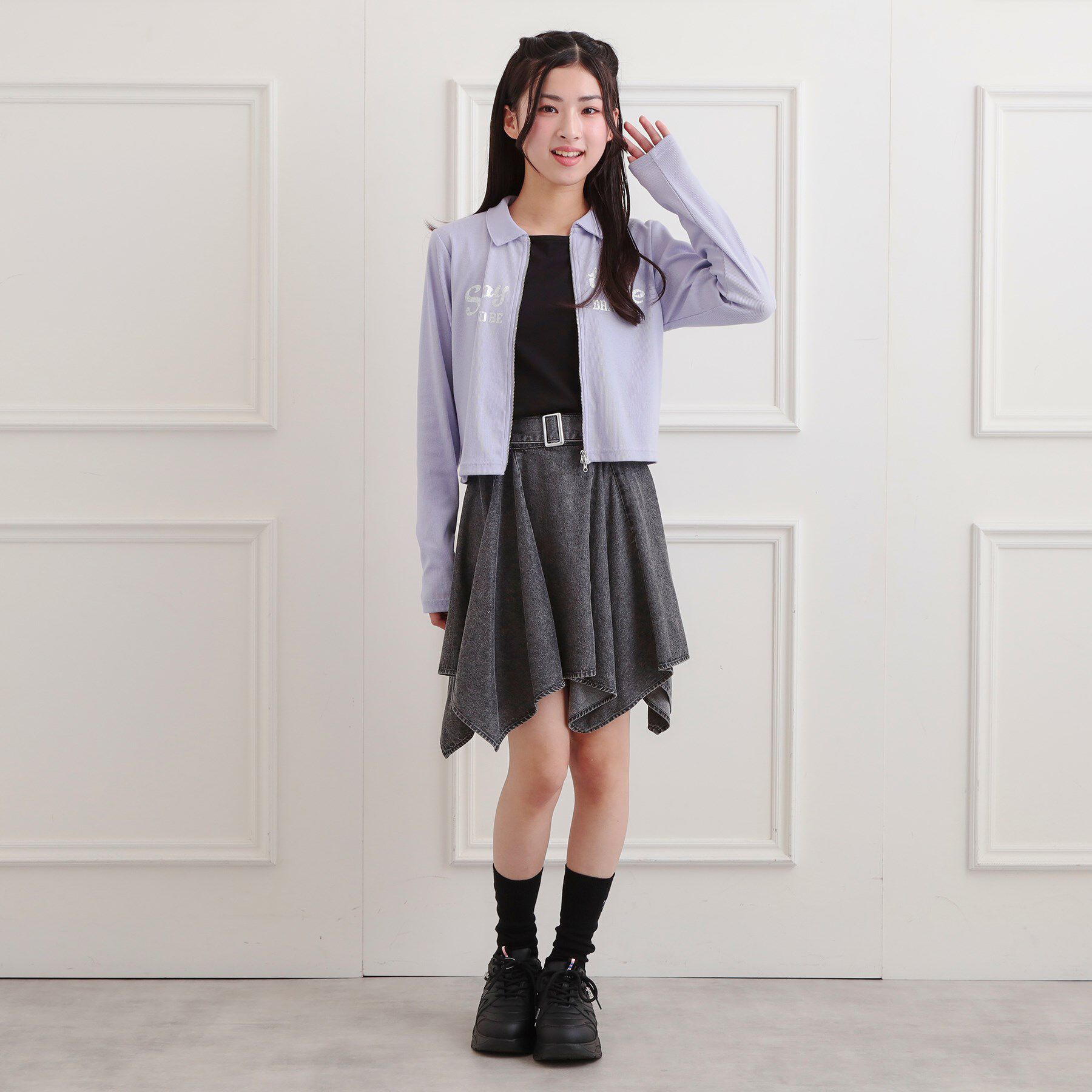 PINK-latte「衿付きダブルジップテレコ」|Tシャツ・カットソー|