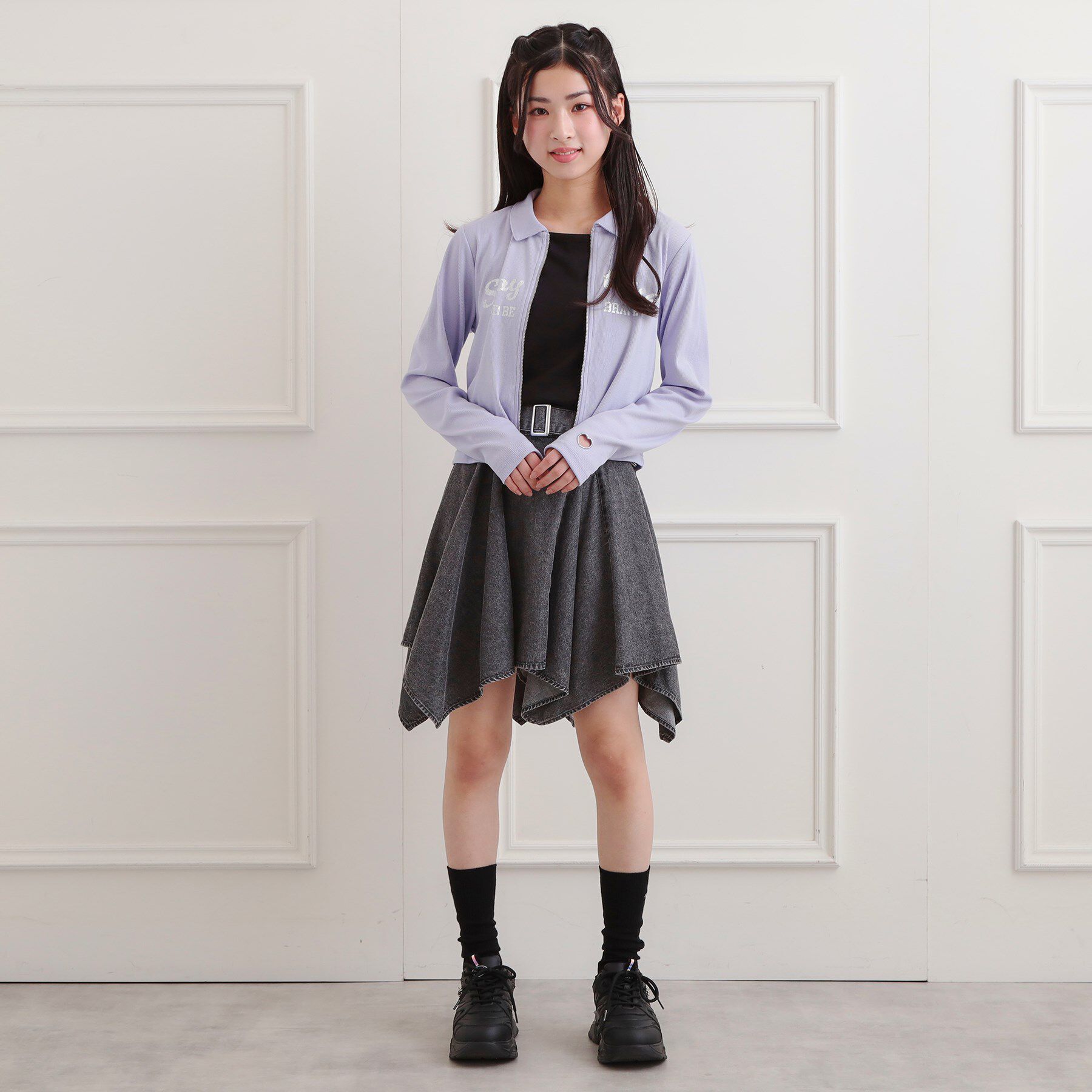 PINK-latte「衿付きダブルジップテレコ」|Tシャツ・カットソー|