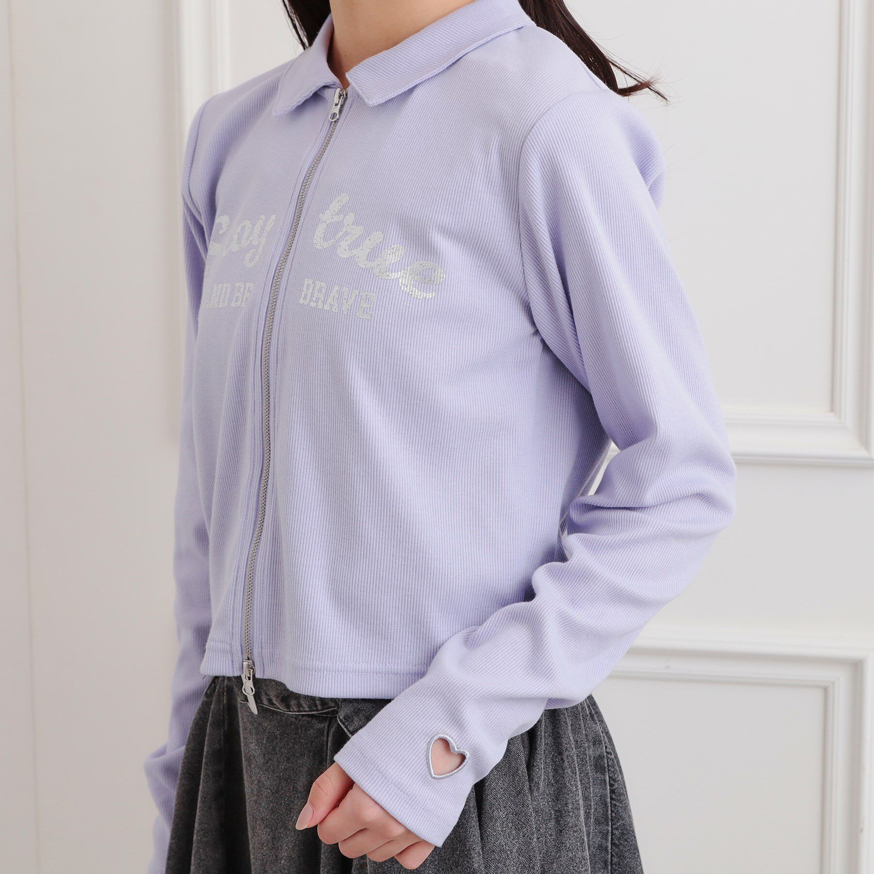 PINK-latte「衿付きダブルジップテレコ」|Tシャツ・カットソー|