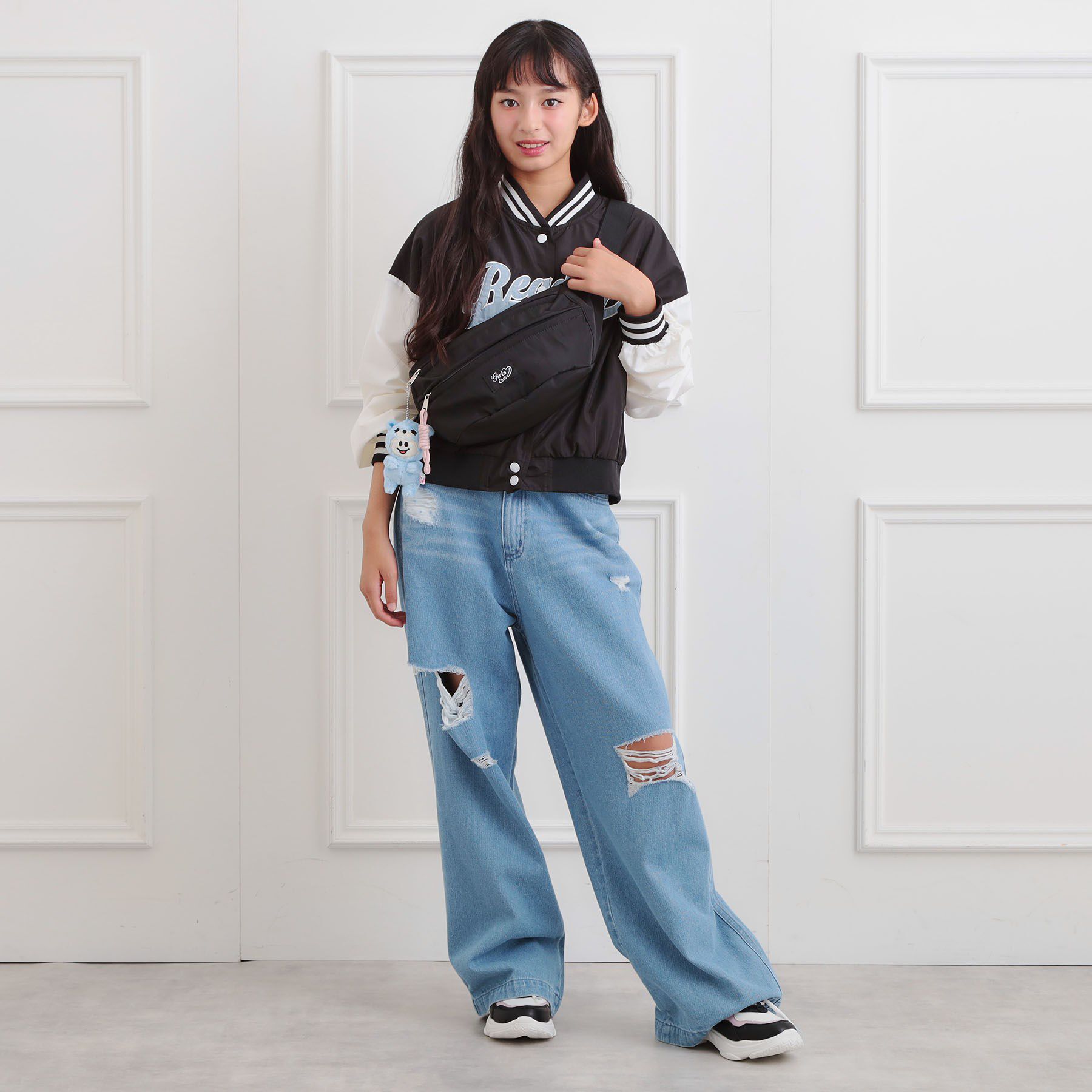 PINK-latte「ロゴアップリケスタジャン」|ブルゾン・スタジャン|