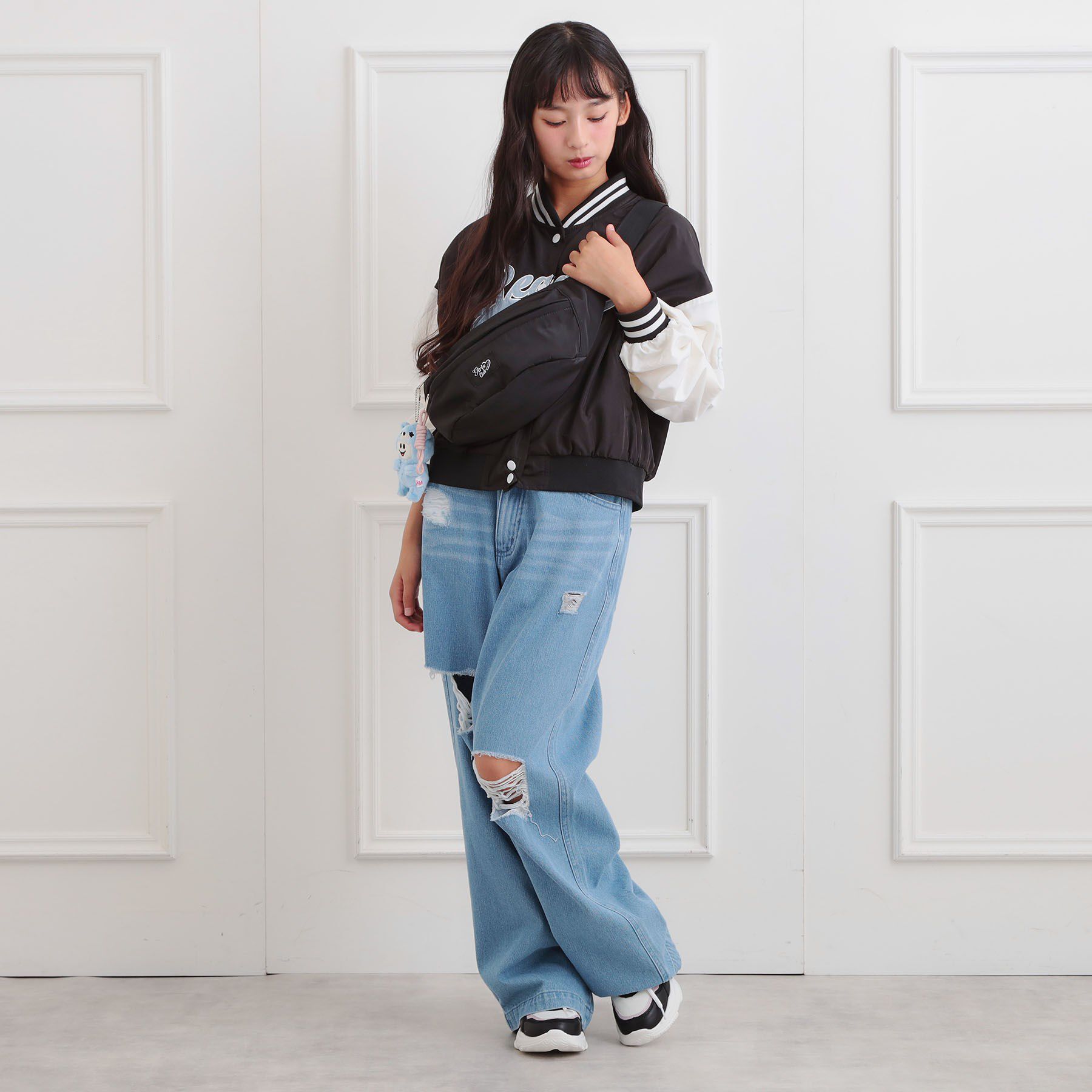 PINK-latte「ロゴアップリケスタジャン」|ブルゾン・スタジャン|