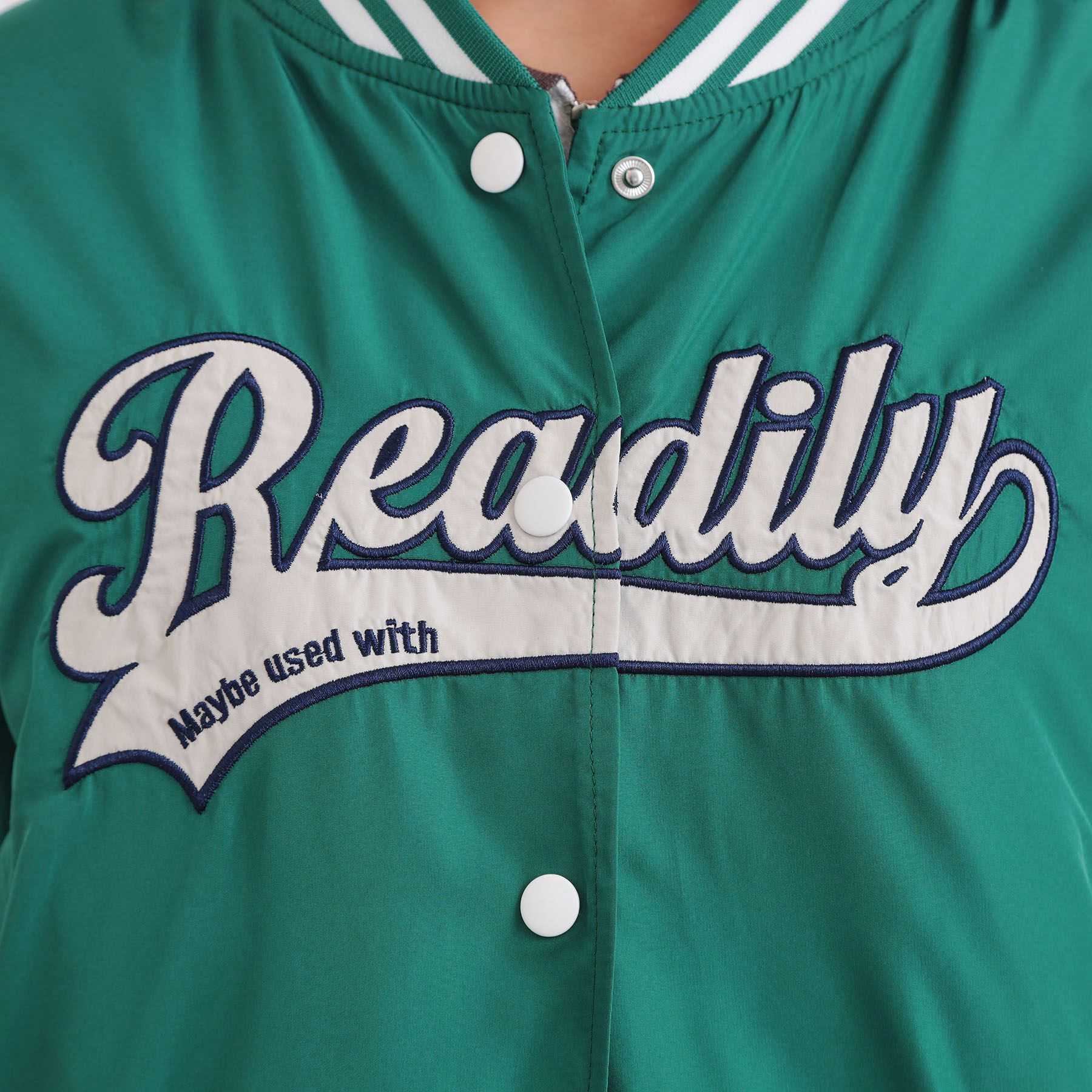 PINK-latte「ロゴアップリケスタジャン」|ブルゾン・スタジャン|