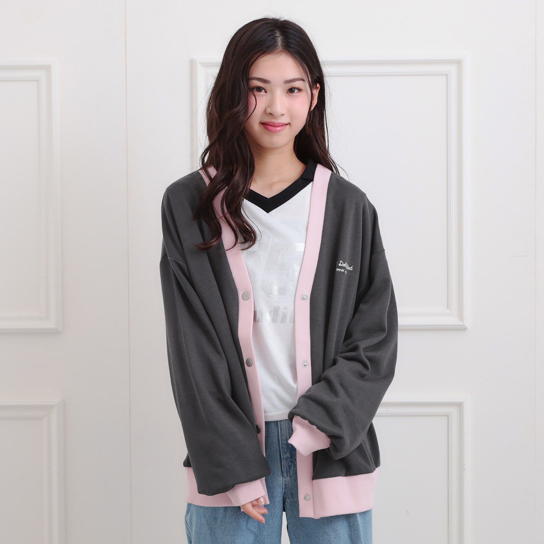 PINK-latte「クマちゃん裏毛カーディガン」|カーディガン|