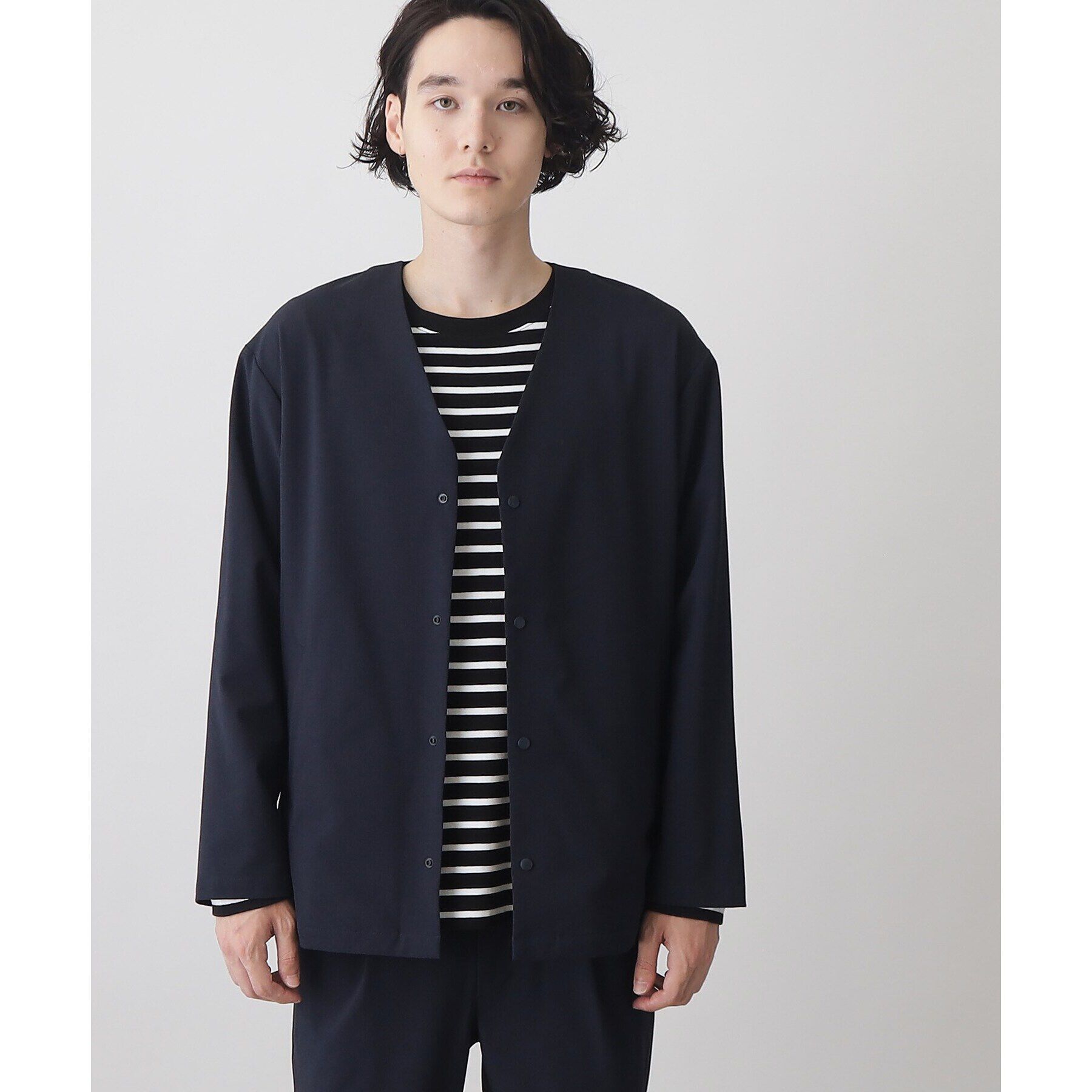 THE SHOP TK「【360&deg;ストレッチ／セットアップ可】リッチポリノーカラージャケット」|カーディガン|