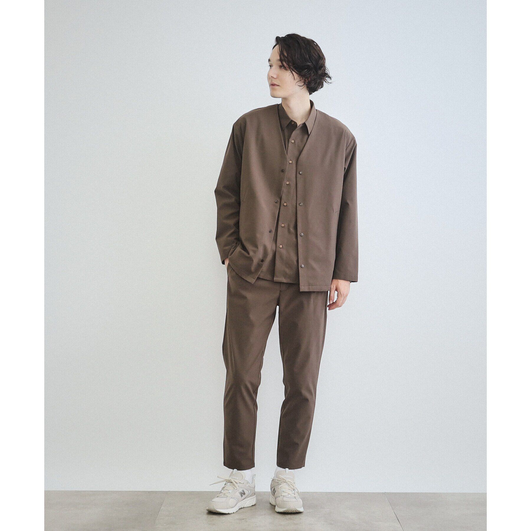 THE SHOP TK「【360&deg;ストレッチ／セットアップ可】リッチポリノーカラージャケット」|カーディガン|