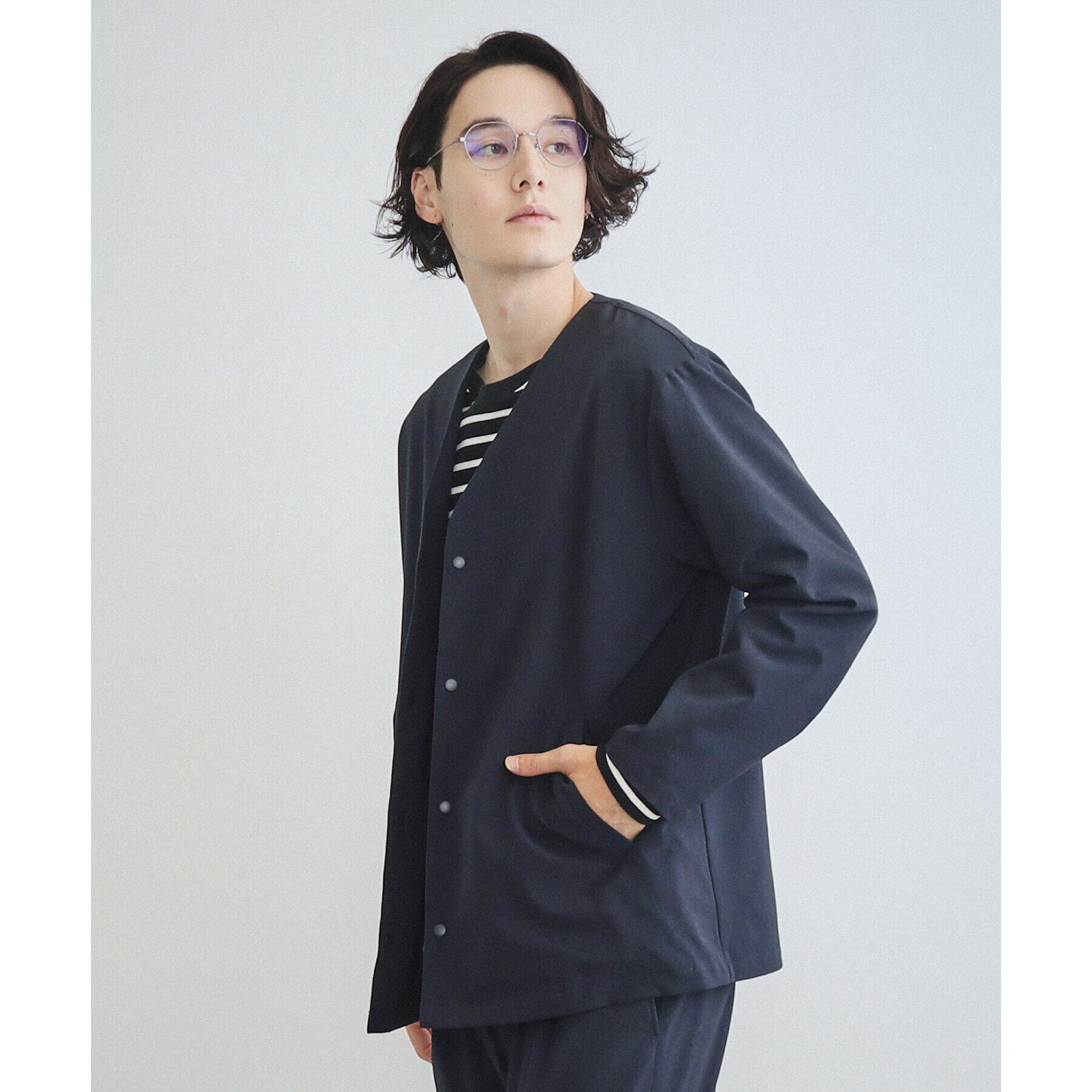 THE SHOP TK「【360&deg;ストレッチ／セットアップ可】リッチポリノーカラージャケット」|カーディガン|