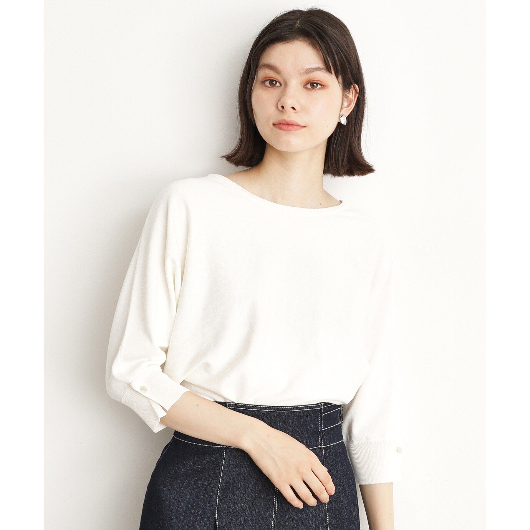 THE SHOP TK「【二の腕カバー/毛玉になりにくい/前後2WAY】袖スリットドルマンニット/洗える」|ニット・セーター|