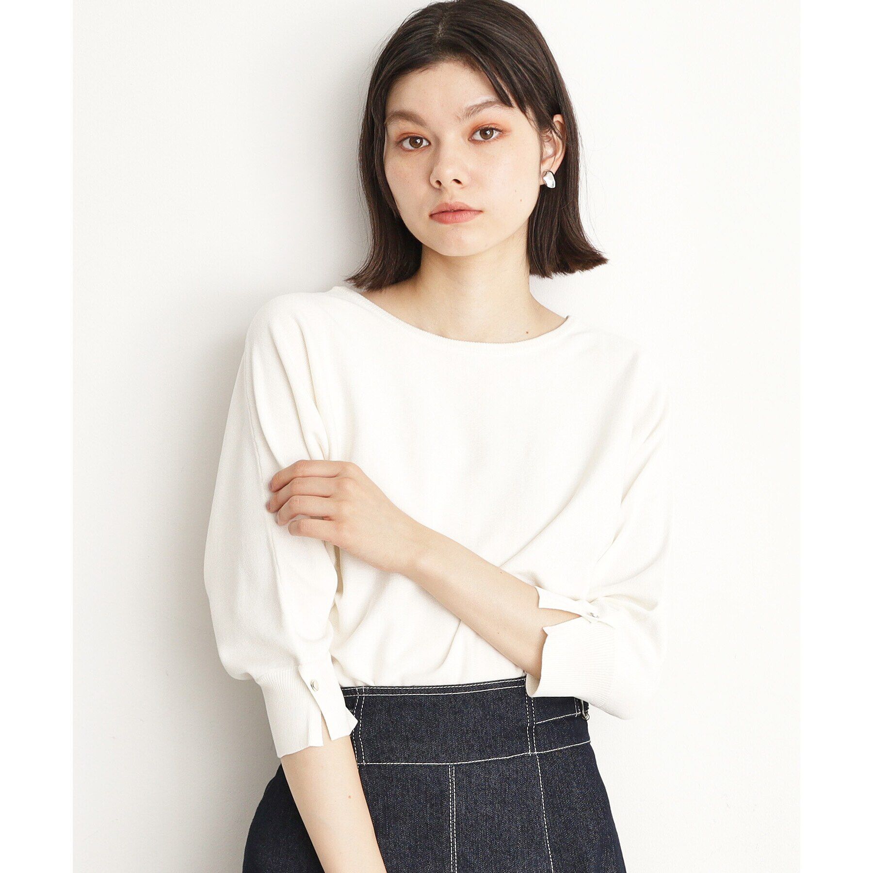 THE SHOP TK「【二の腕カバー/毛玉になりにくい/前後2WAY】袖スリットドルマンニット/洗える」|ニット・セーター|