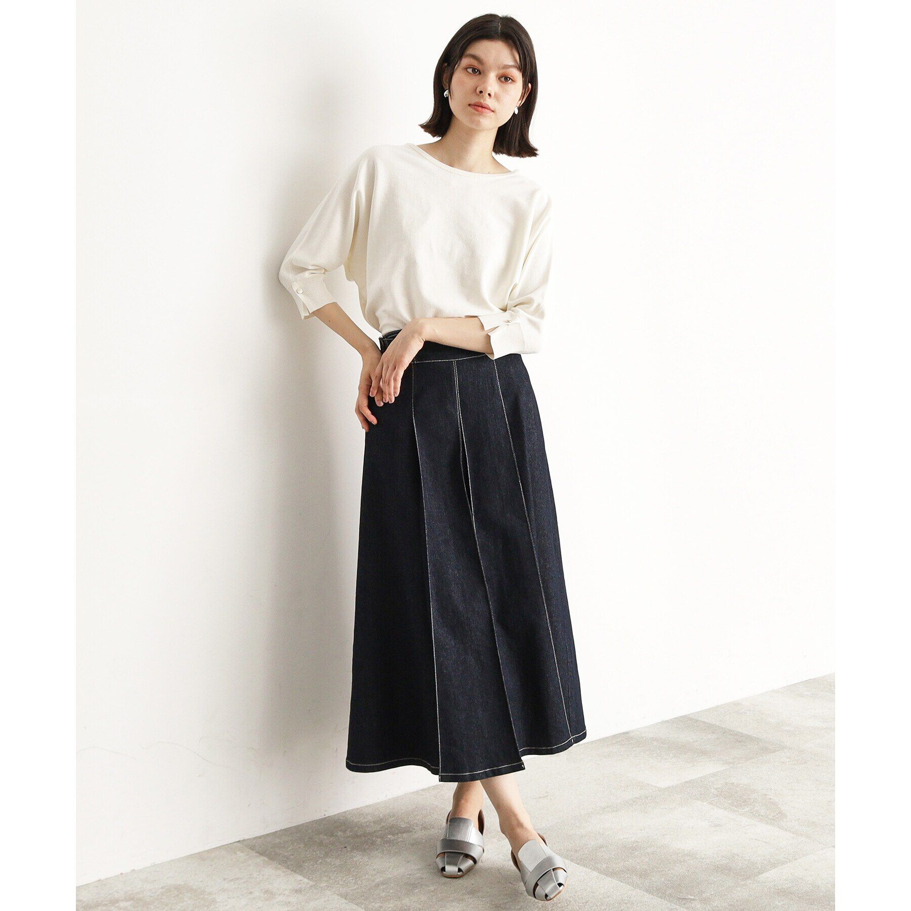 THE SHOP TK「【二の腕カバー/毛玉になりにくい/前後2WAY】袖スリットドルマンニット/洗える」|ニット・セーター|