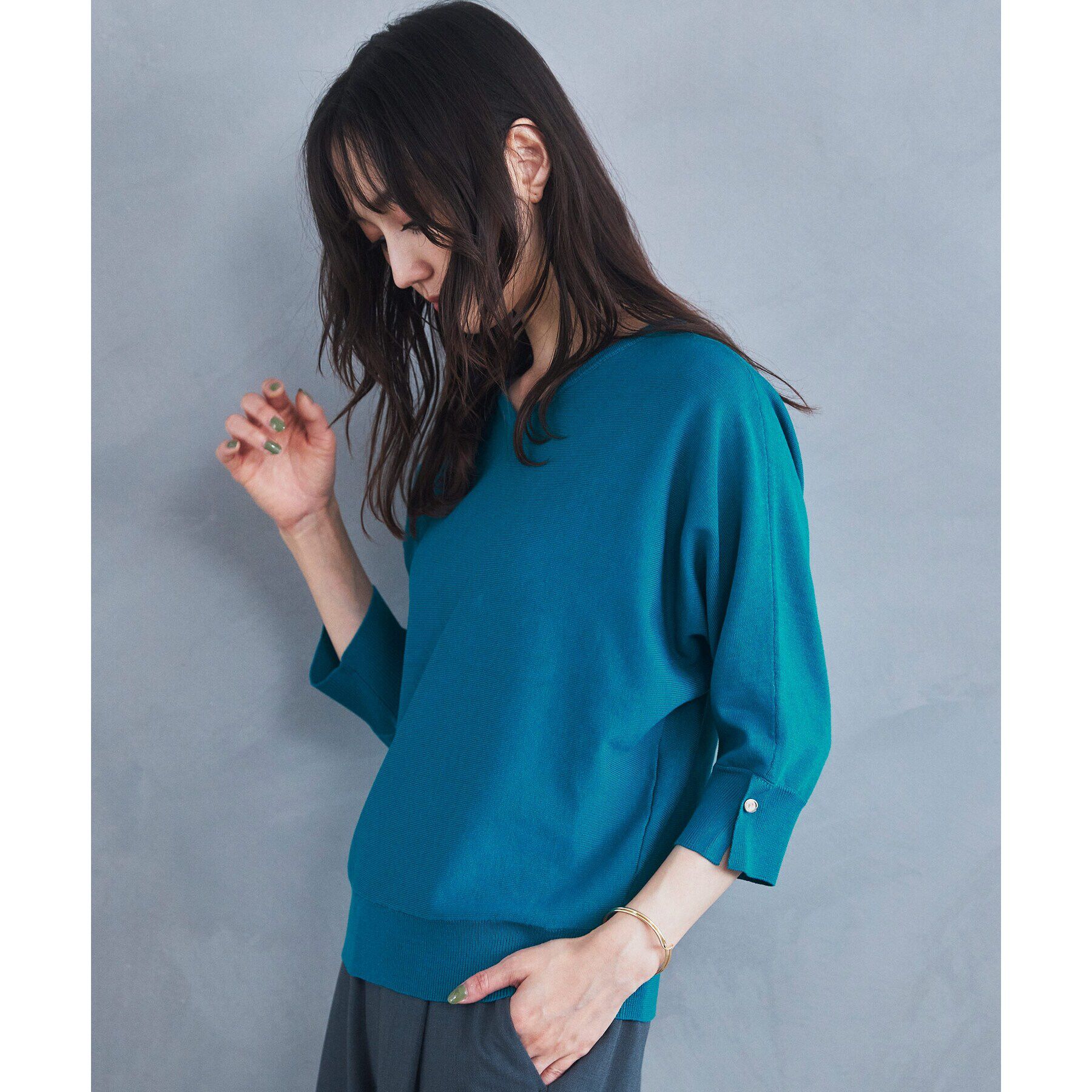 THE SHOP TK「【二の腕カバー/毛玉になりにくい/前後2WAY】袖スリットドルマンニット/洗える」|ニット・セーター|