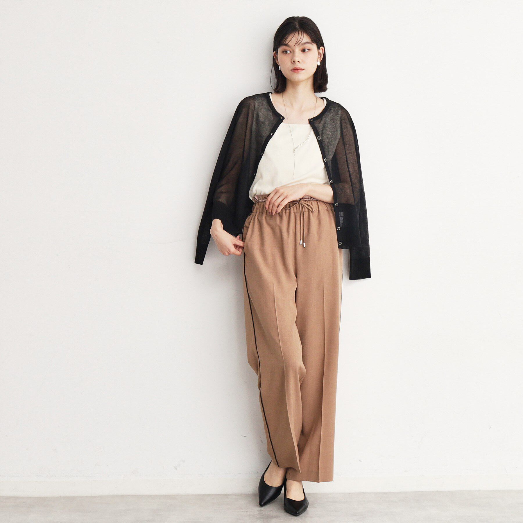 THE SHOP TK「【上品な透け感】シアークルーカーディガン/洗える」|カーディガン|