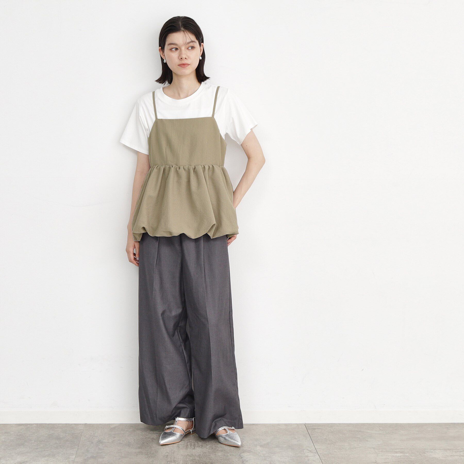 THE SHOP TK「【ヒルナンデス！で紹介】【2点セット】バルーンキャミ&times;Tシャツ/洗える」|その他|