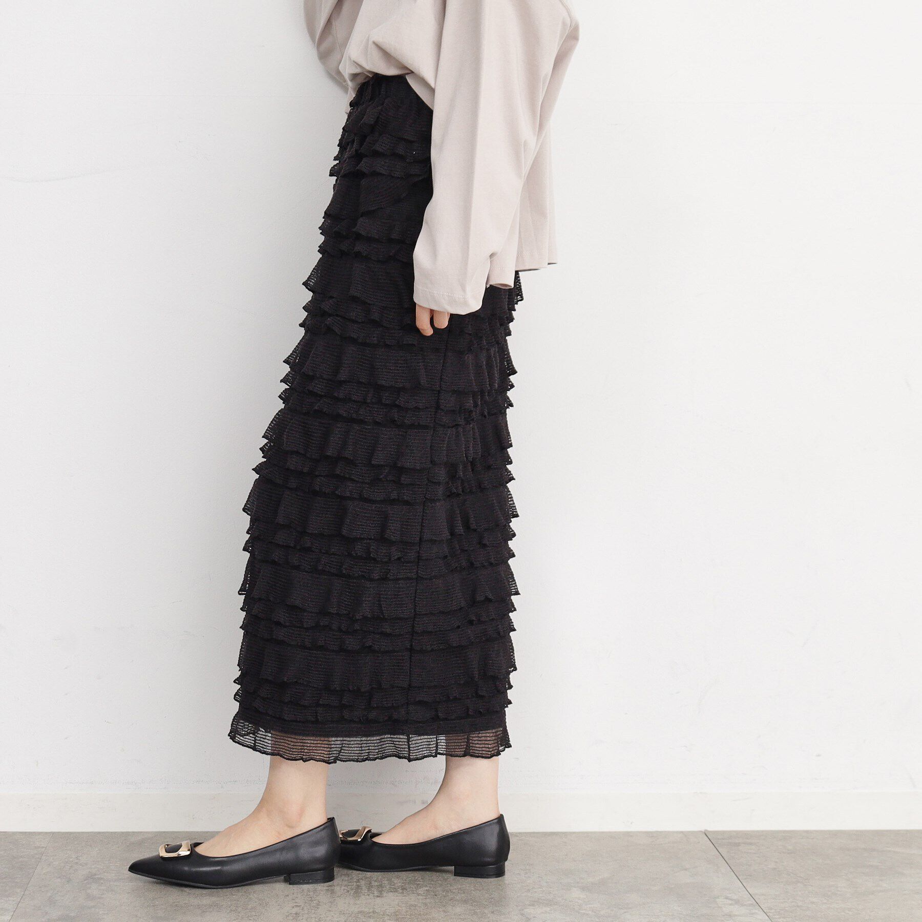 THE SHOP TK「【ヒルナンデス！で紹介】フリルナロースカート/洗える」|スカート|