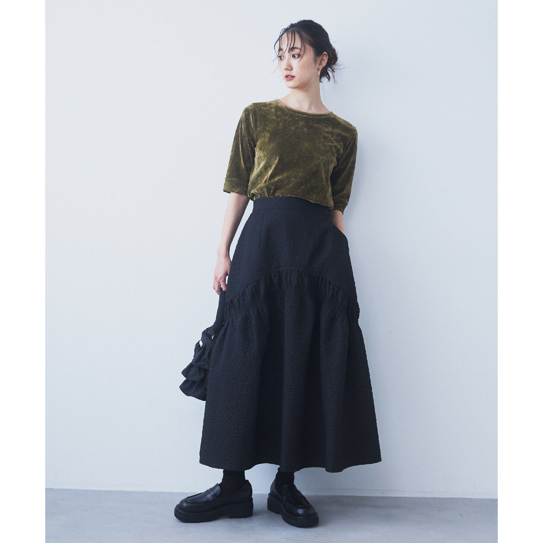 THE SHOP TK「【ヒルナンデス！で紹介】ベロア5分袖プルオーバー/洗える」|Tシャツ・カットソー|