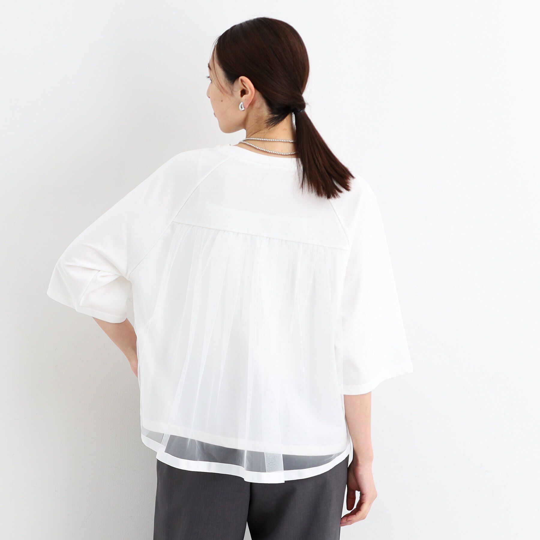 THE SHOP TK「【接触冷感/UV/毛玉になりにくい/洗える】バックチュールTシャツ」|Tシャツ・カットソー|