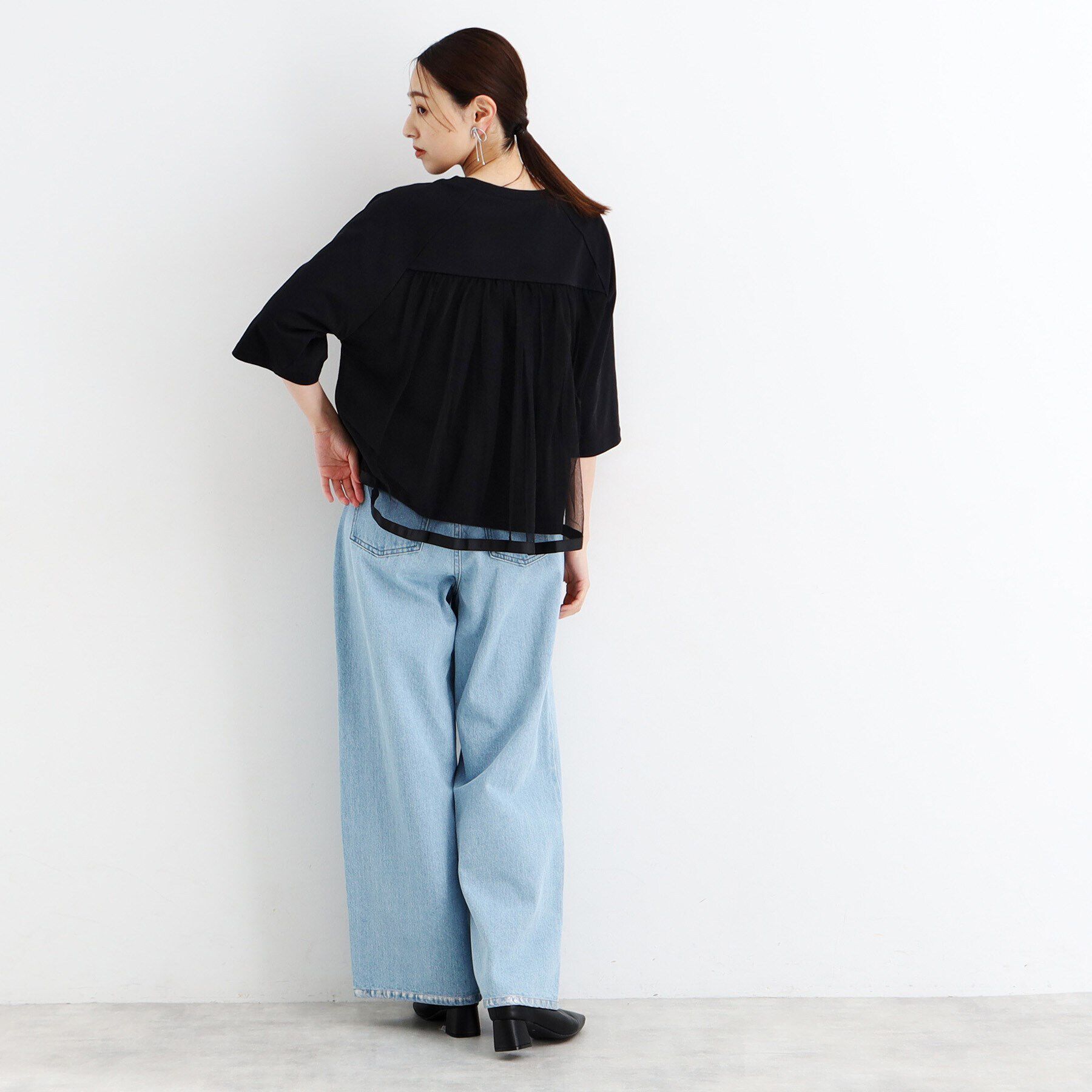 THE SHOP TK「【接触冷感/UV/毛玉になりにくい/洗える】バックチュールTシャツ」|Tシャツ・カットソー|