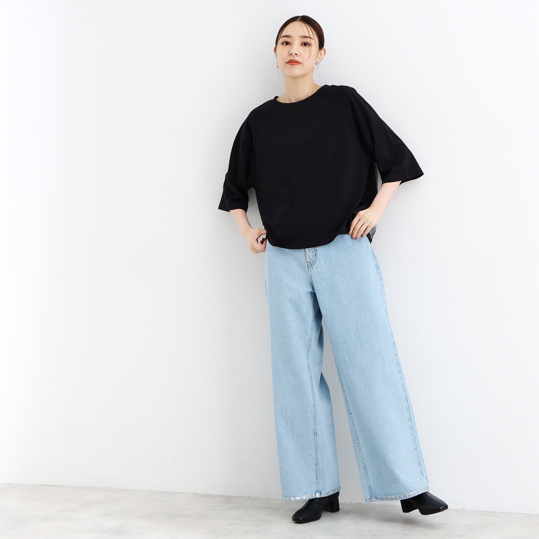 THE SHOP TK「【接触冷感/UV/毛玉になりにくい/洗える】バックチュールTシャツ」|Tシャツ・カットソー|